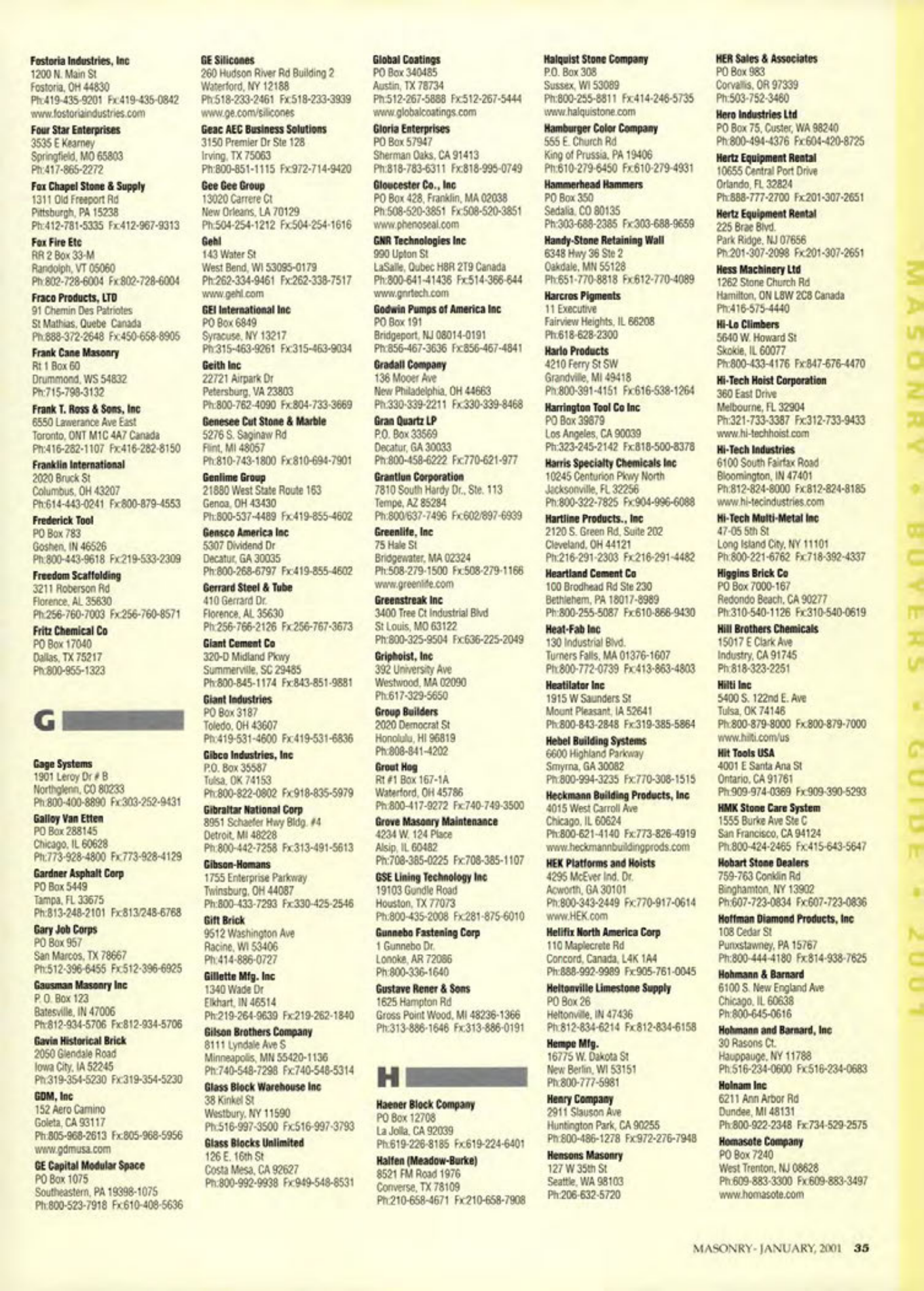 Masonry Magazine January 2001 Page. 35