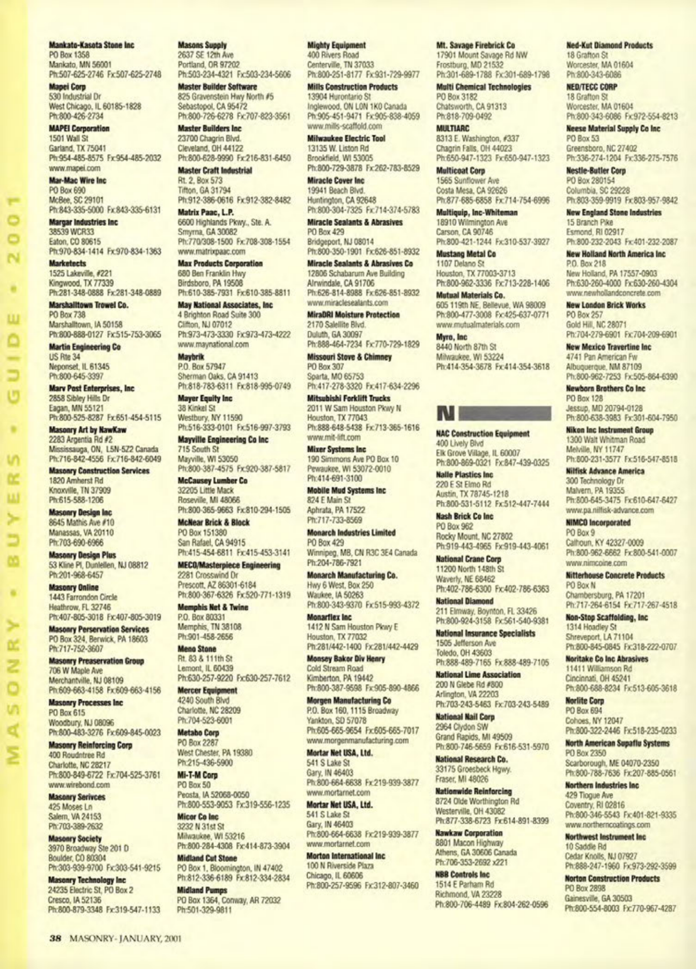Masonry Magazine January 2001 Page. 38