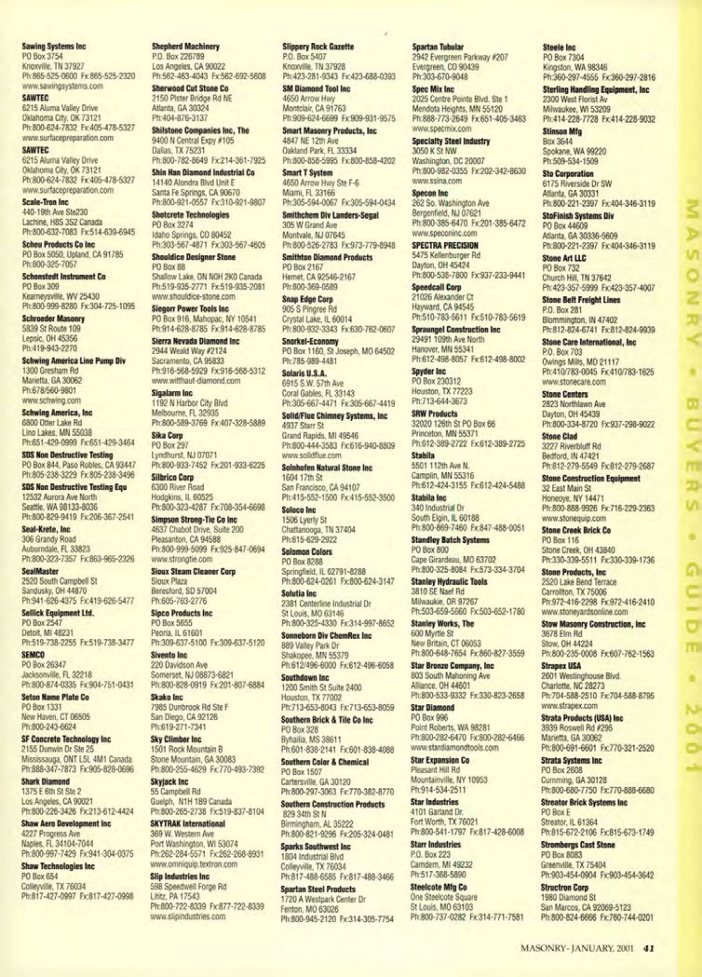 Masonry Magazine January 2001 Page. 41
