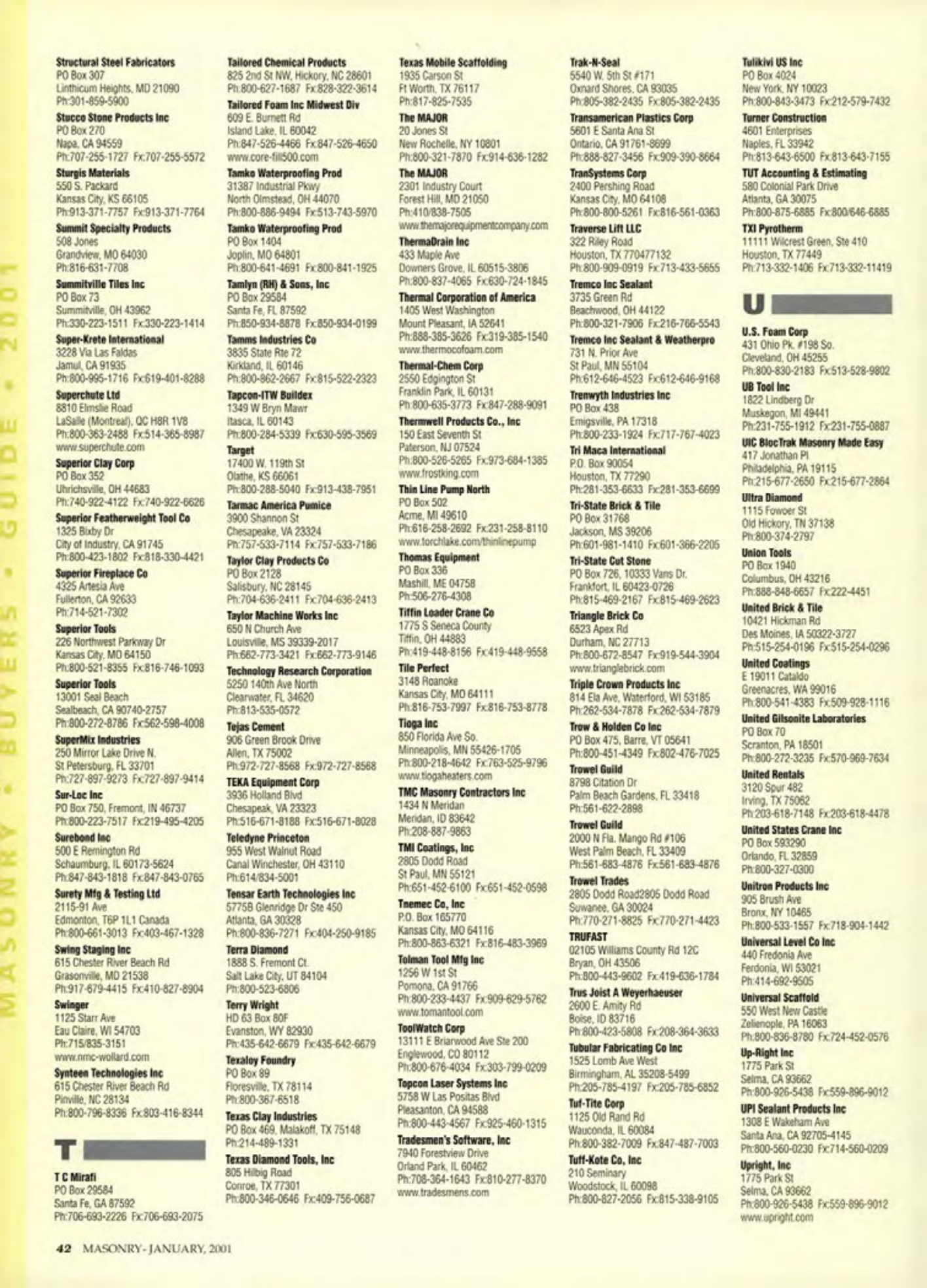 Masonry Magazine January 2001 Page. 42