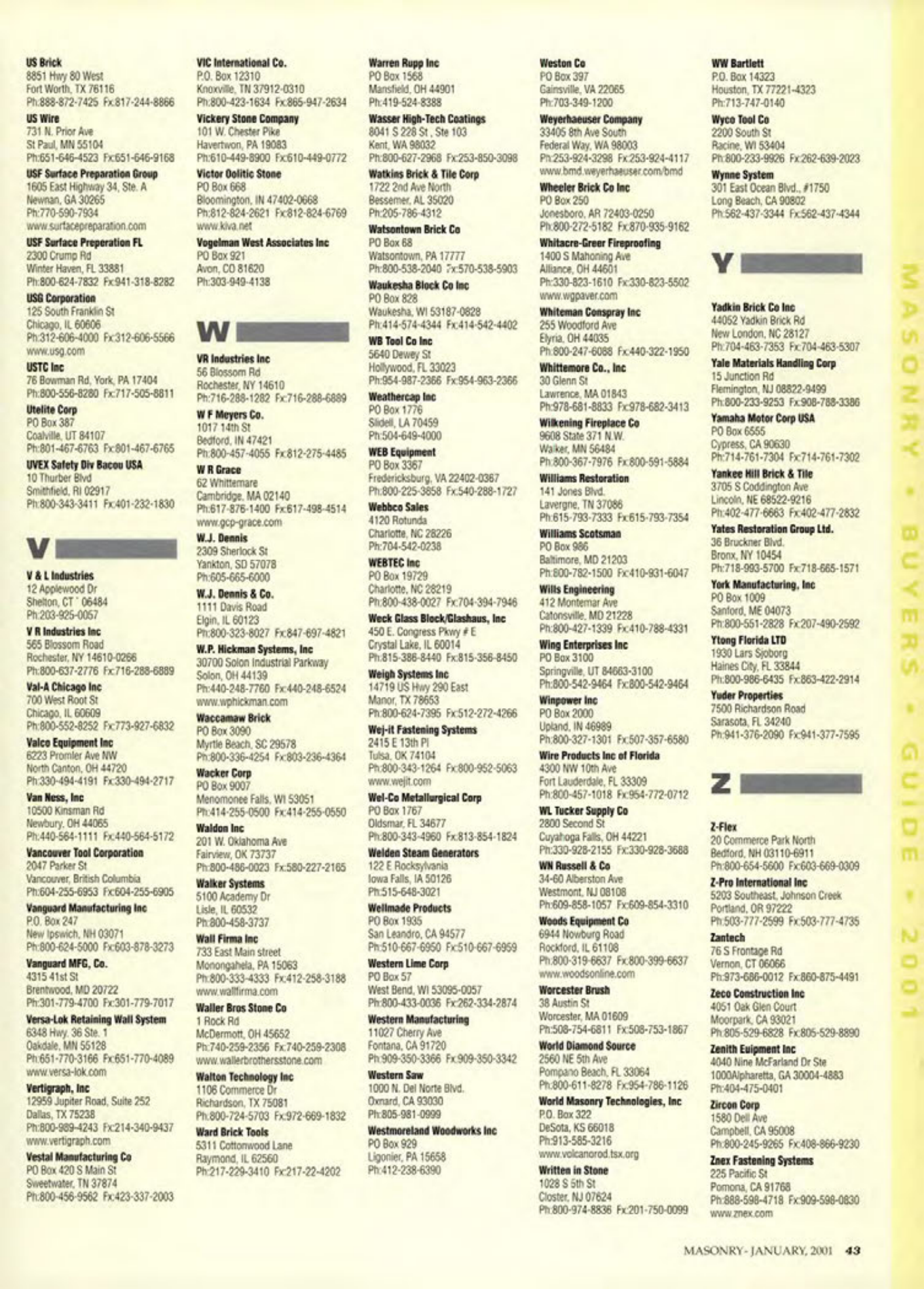Masonry Magazine January 2001 Page. 43