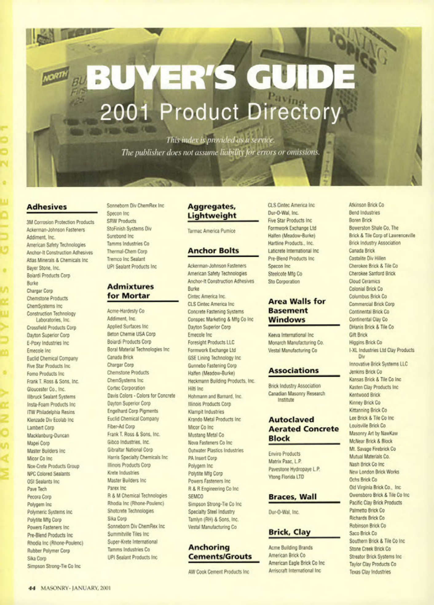 Masonry Magazine January 2001 Page. 44