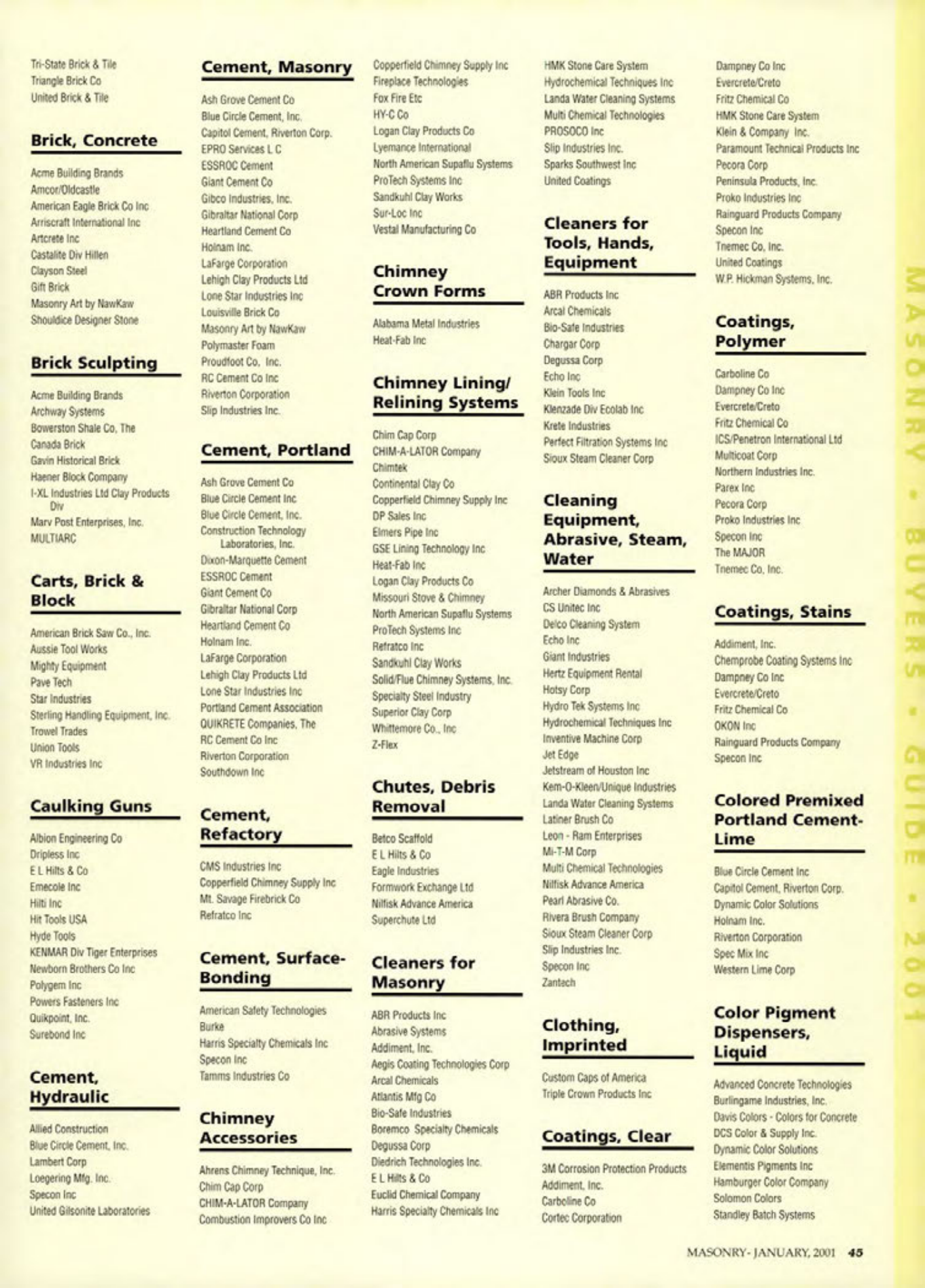 Masonry Magazine January 2001 Page. 45