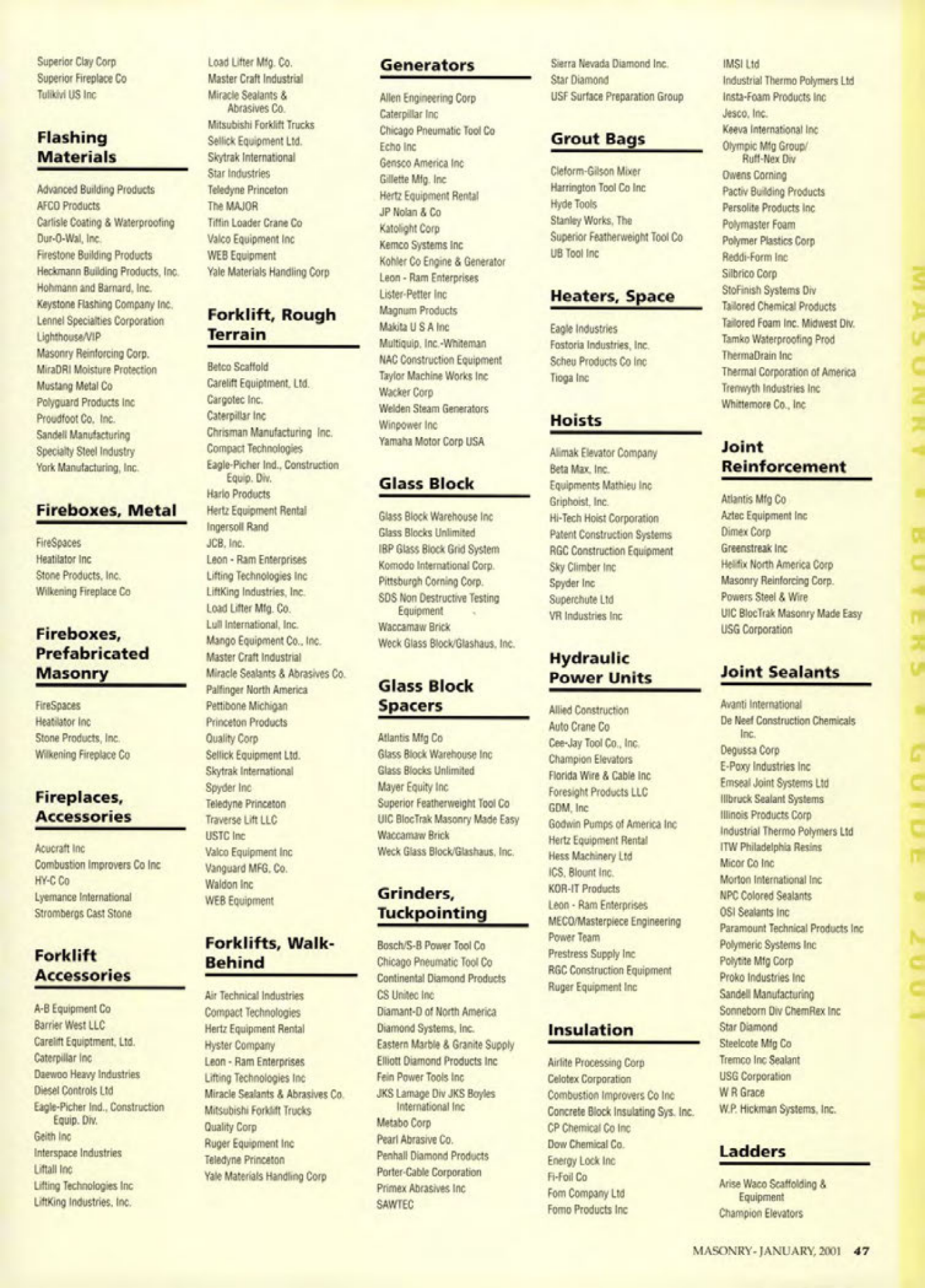 Masonry Magazine January 2001 Page. 47