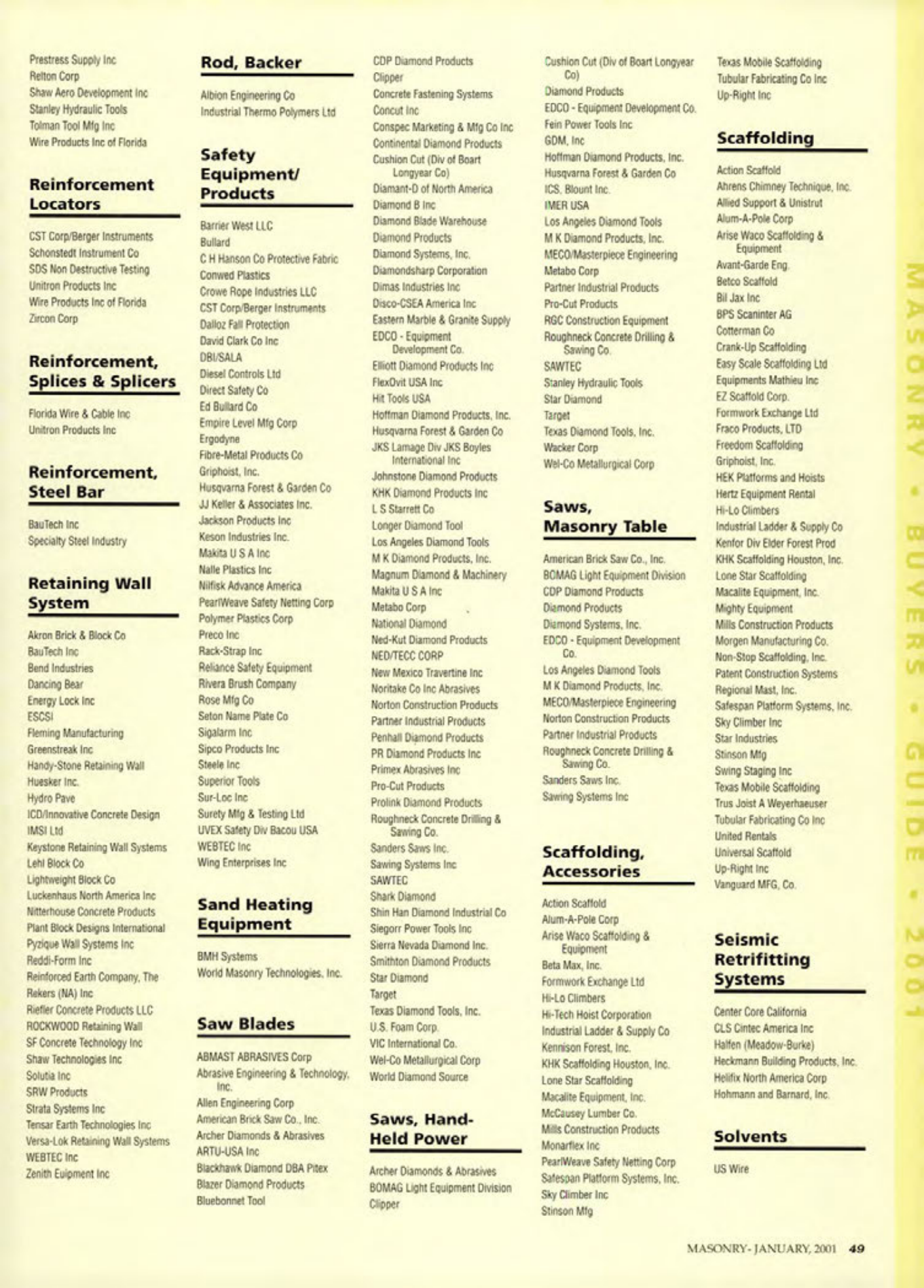 Masonry Magazine January 2001 Page. 49