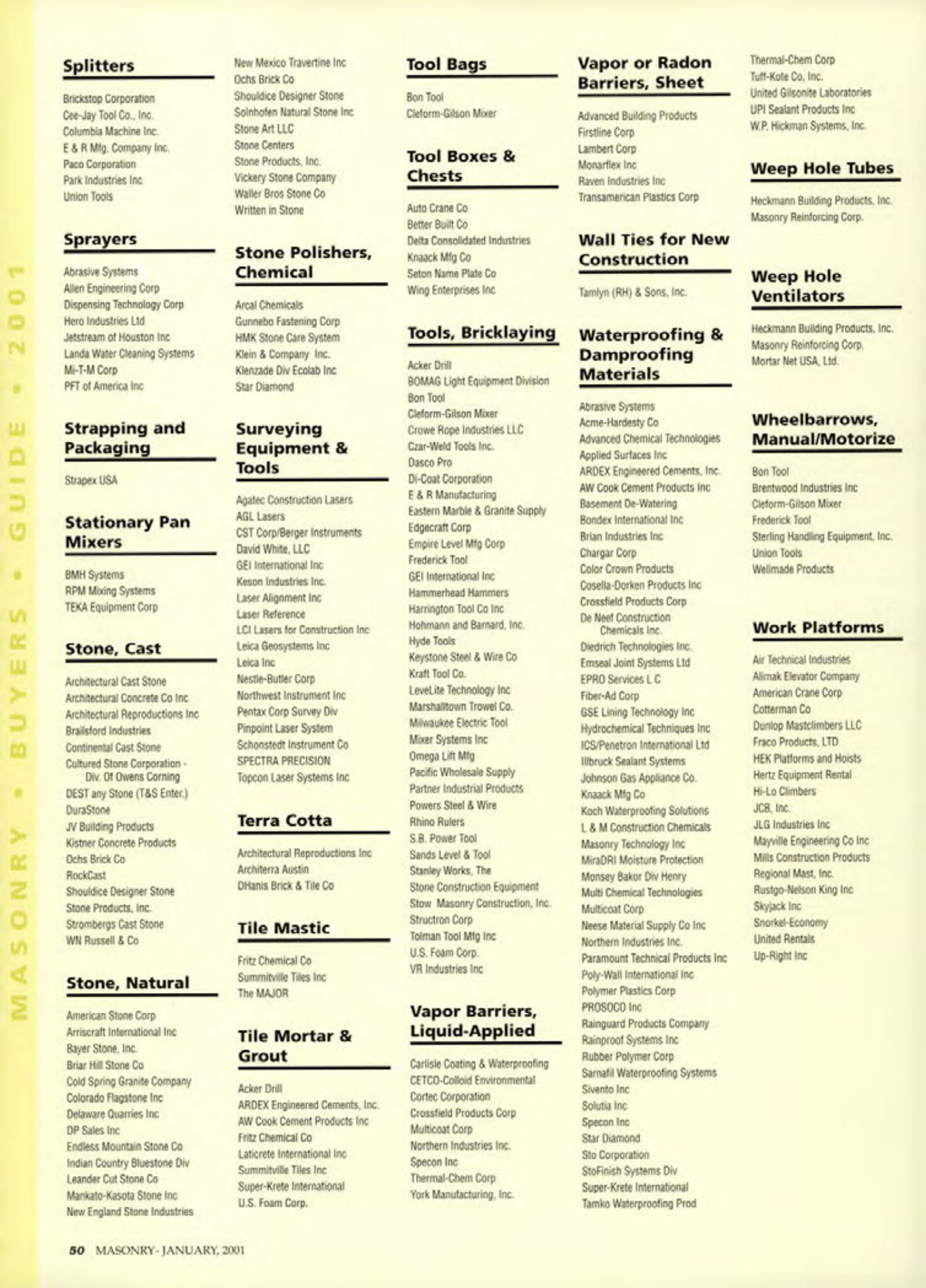 Masonry Magazine January 2001 Page. 50