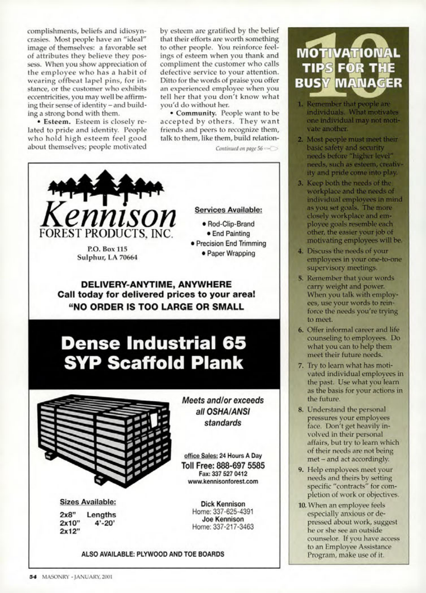 Masonry Magazine January 2001 Page. 54