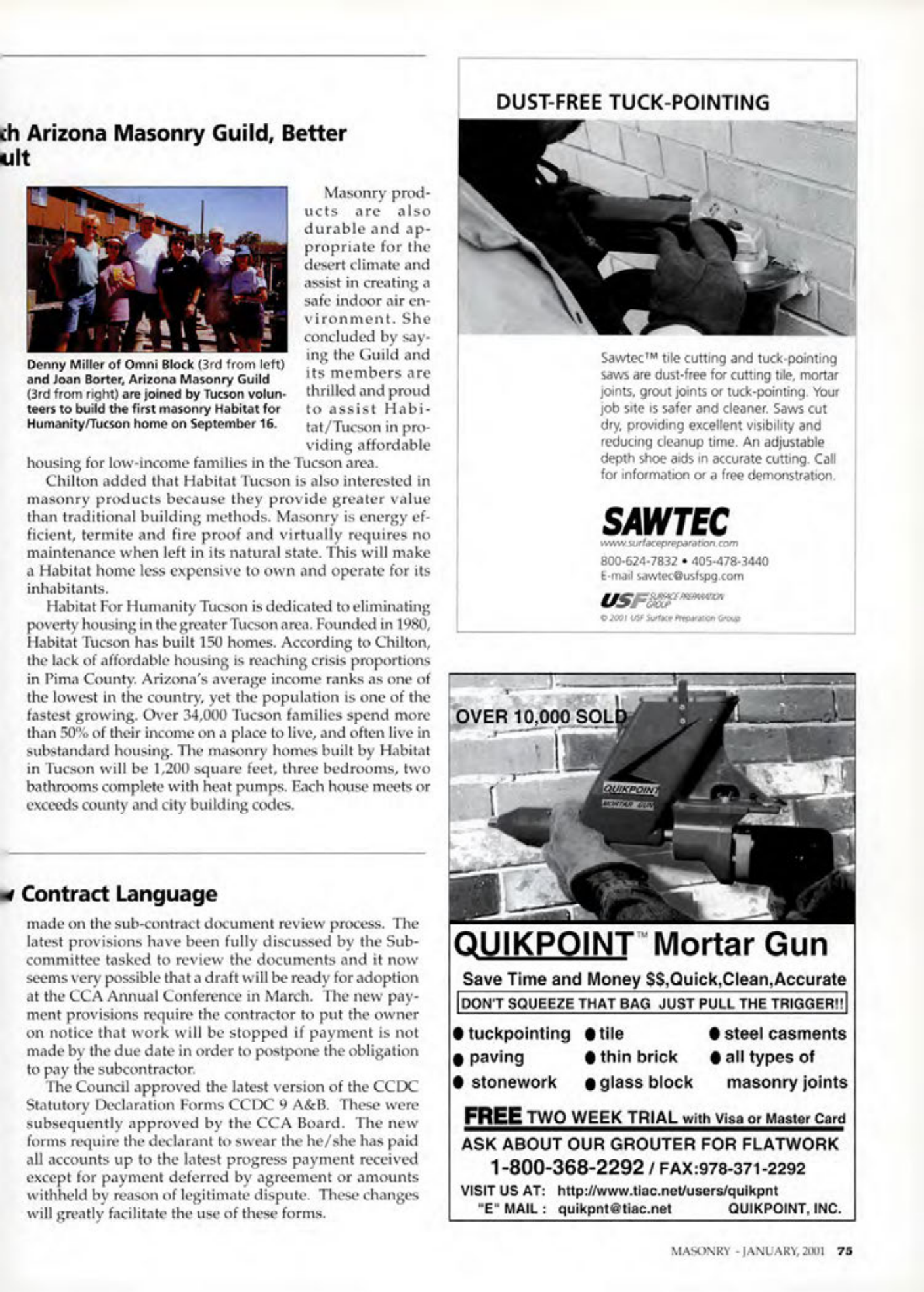 Masonry Magazine January 2001 Page. 75