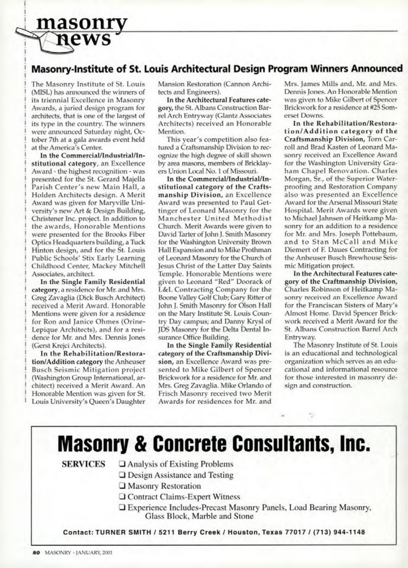 Masonry Magazine January 2001 Page. 80