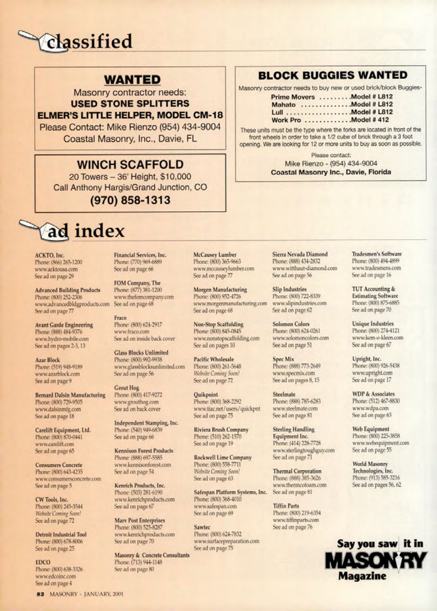 Masonry Magazine January 2001 Page. 82