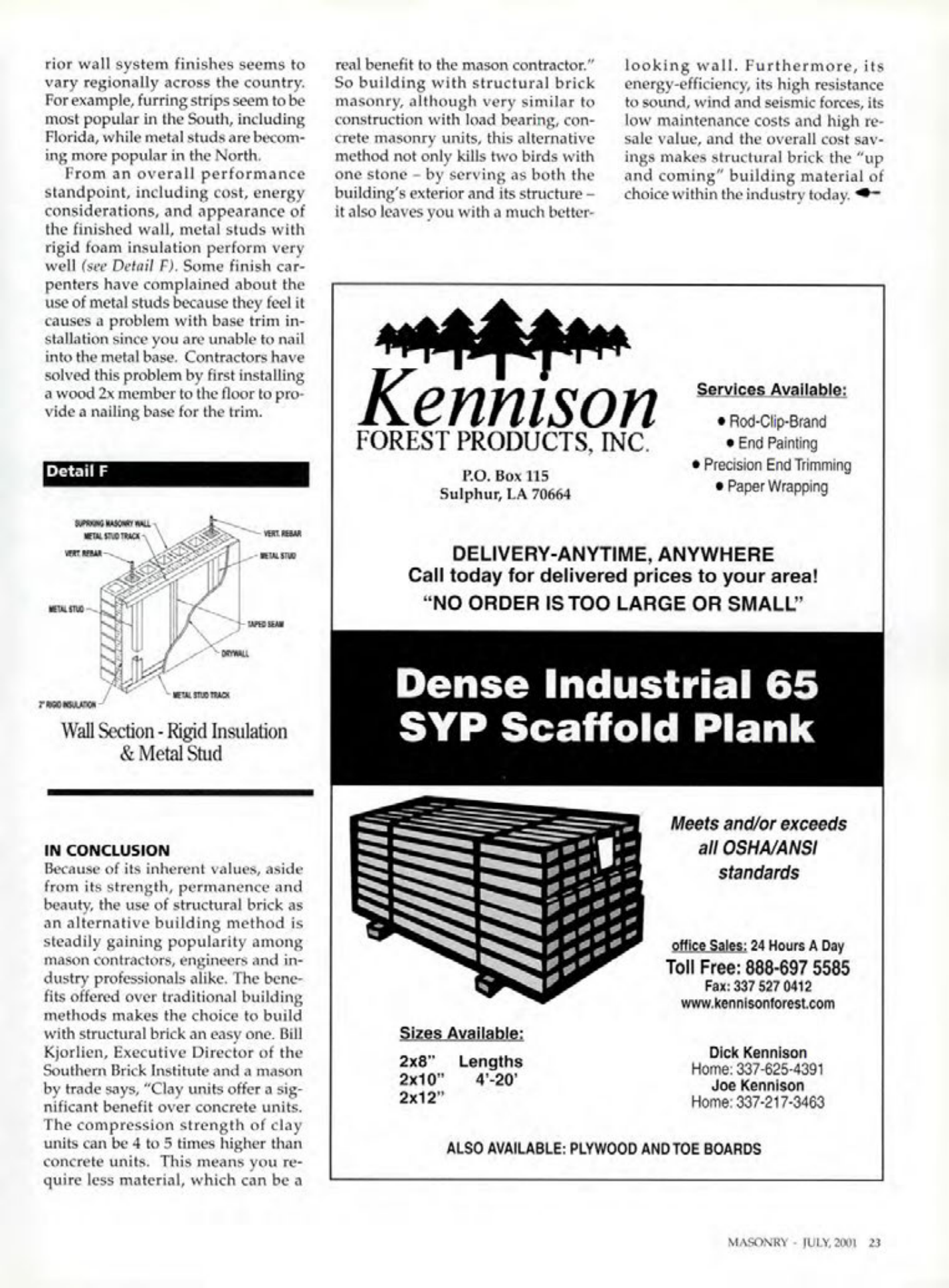 Masonry Magazine July 2001 Page. 23