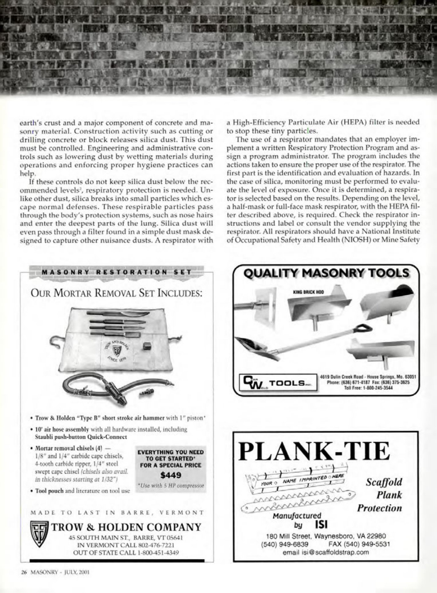 Masonry Magazine July 2001 Page. 26