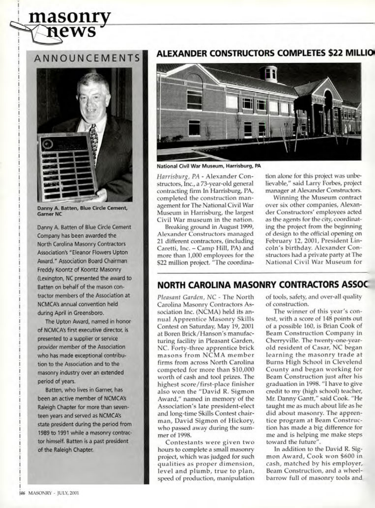 Masonry Magazine July 2001 Page. 46