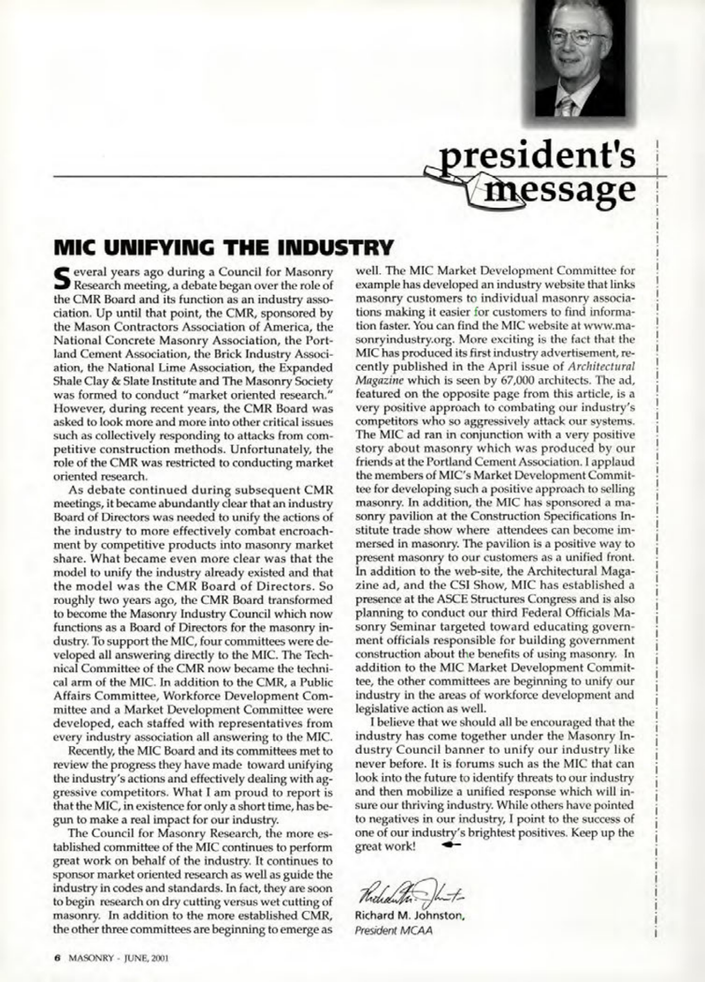 Masonry Magazine June 2001 Page. 6