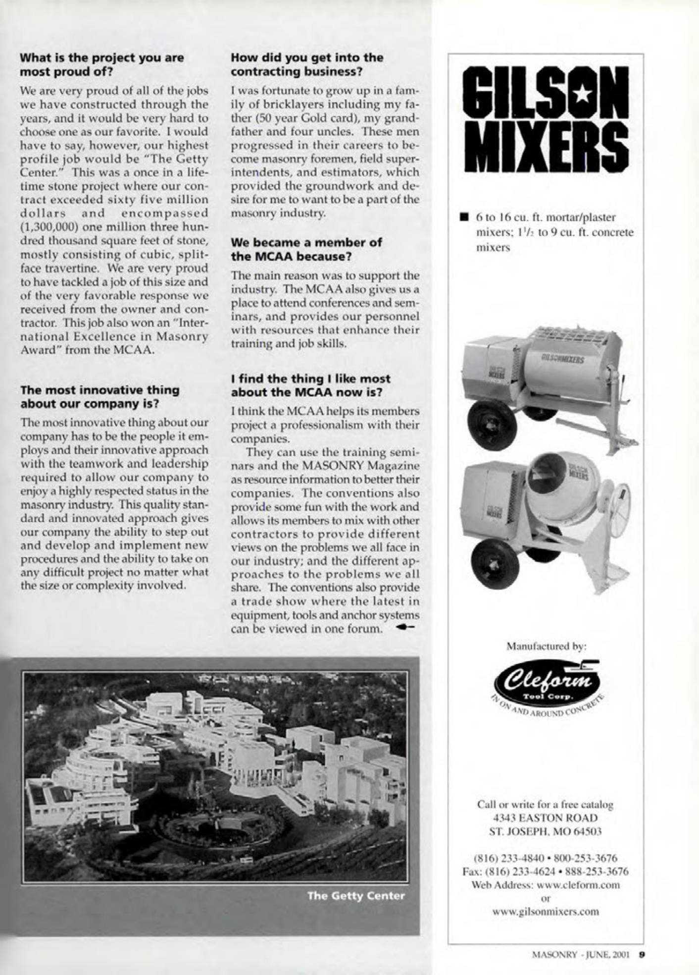Masonry Magazine June 2001 Page. 9