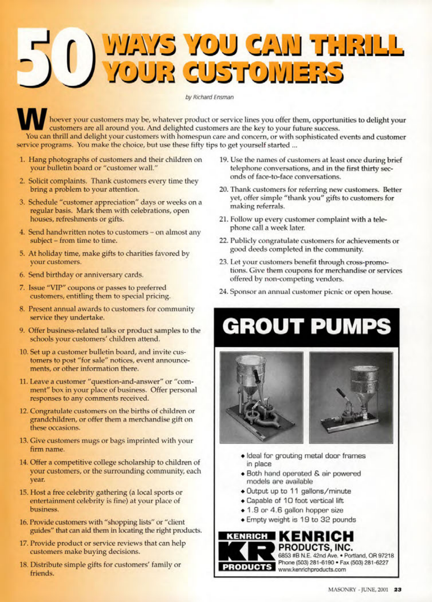 Masonry Magazine June 2001 Page. 23