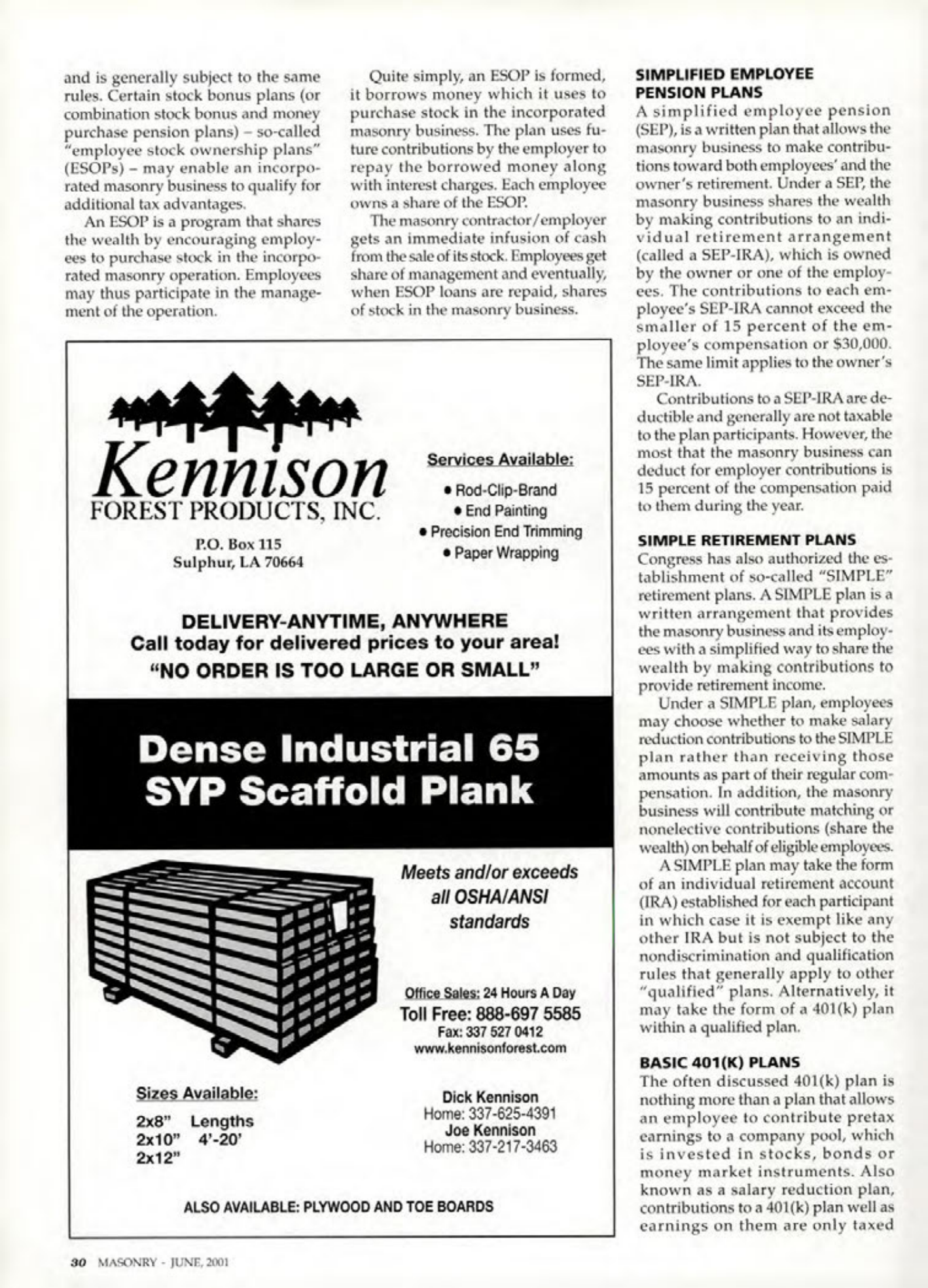 Masonry Magazine June 2001 Page. 30