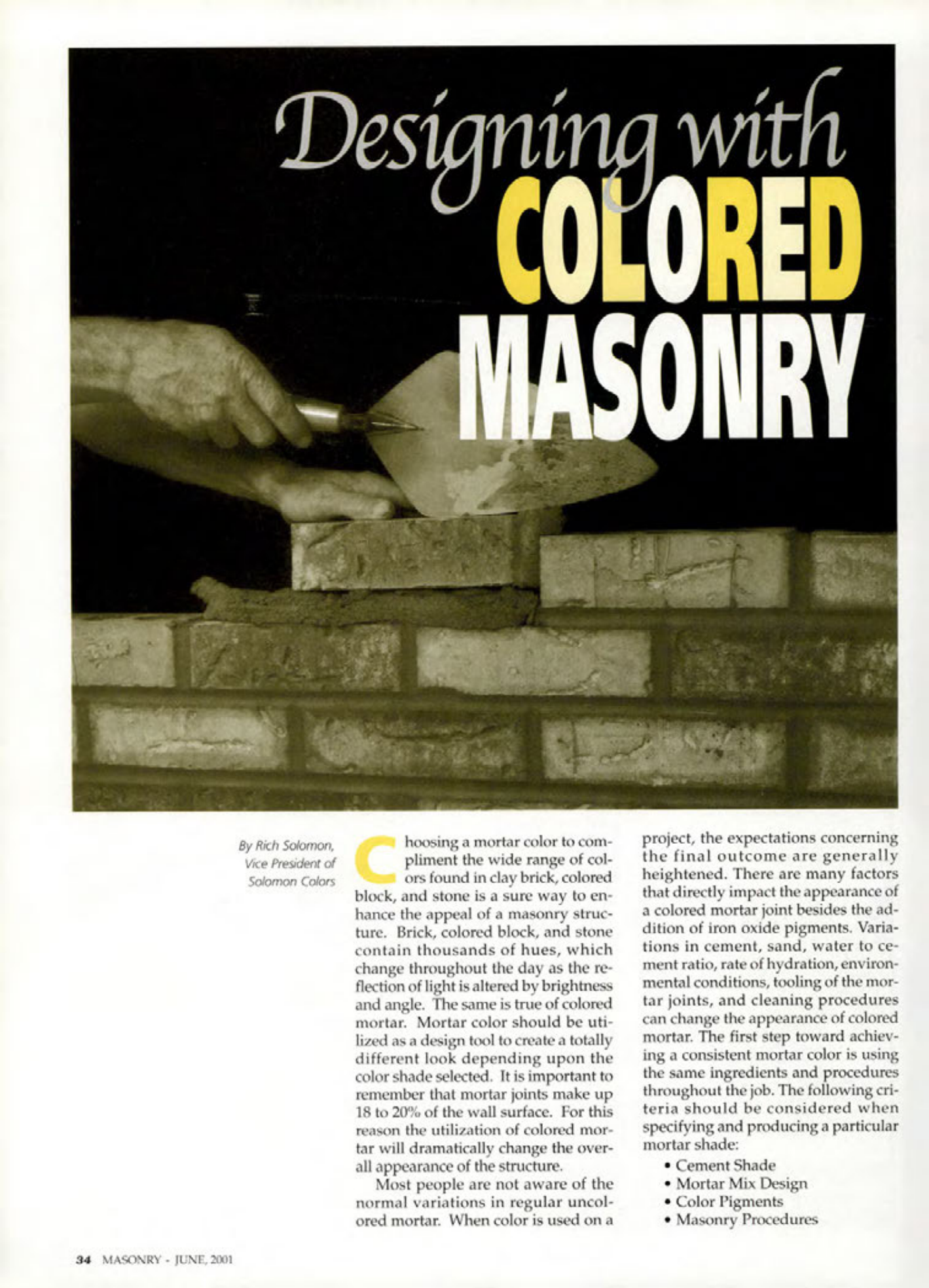 Masonry Magazine June 2001 Page. 34
