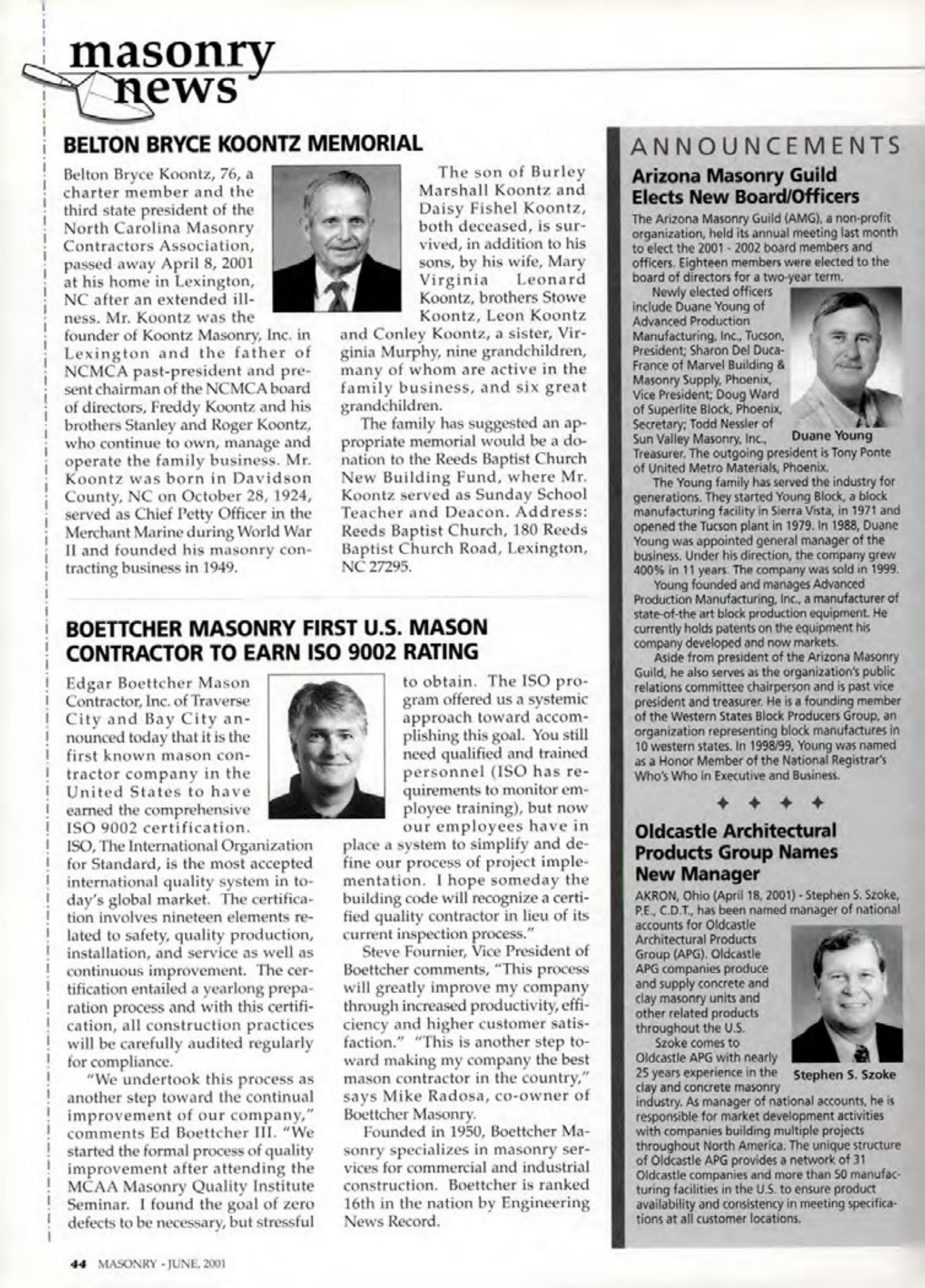 Masonry Magazine June 2001 Page. 44