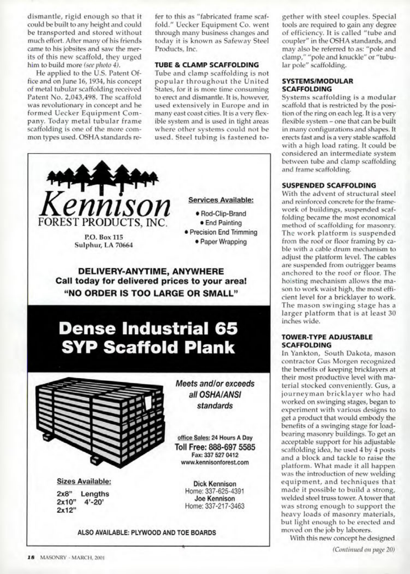 Masonry Magazine March 2001 Page. 18