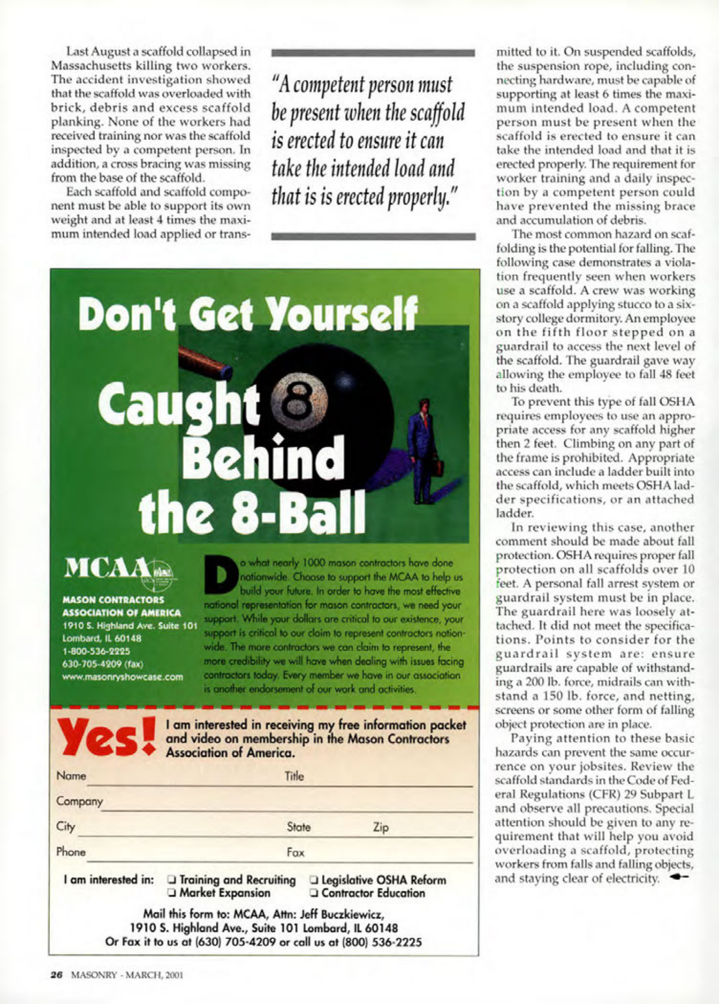 Masonry Magazine March 2001 Page. 26