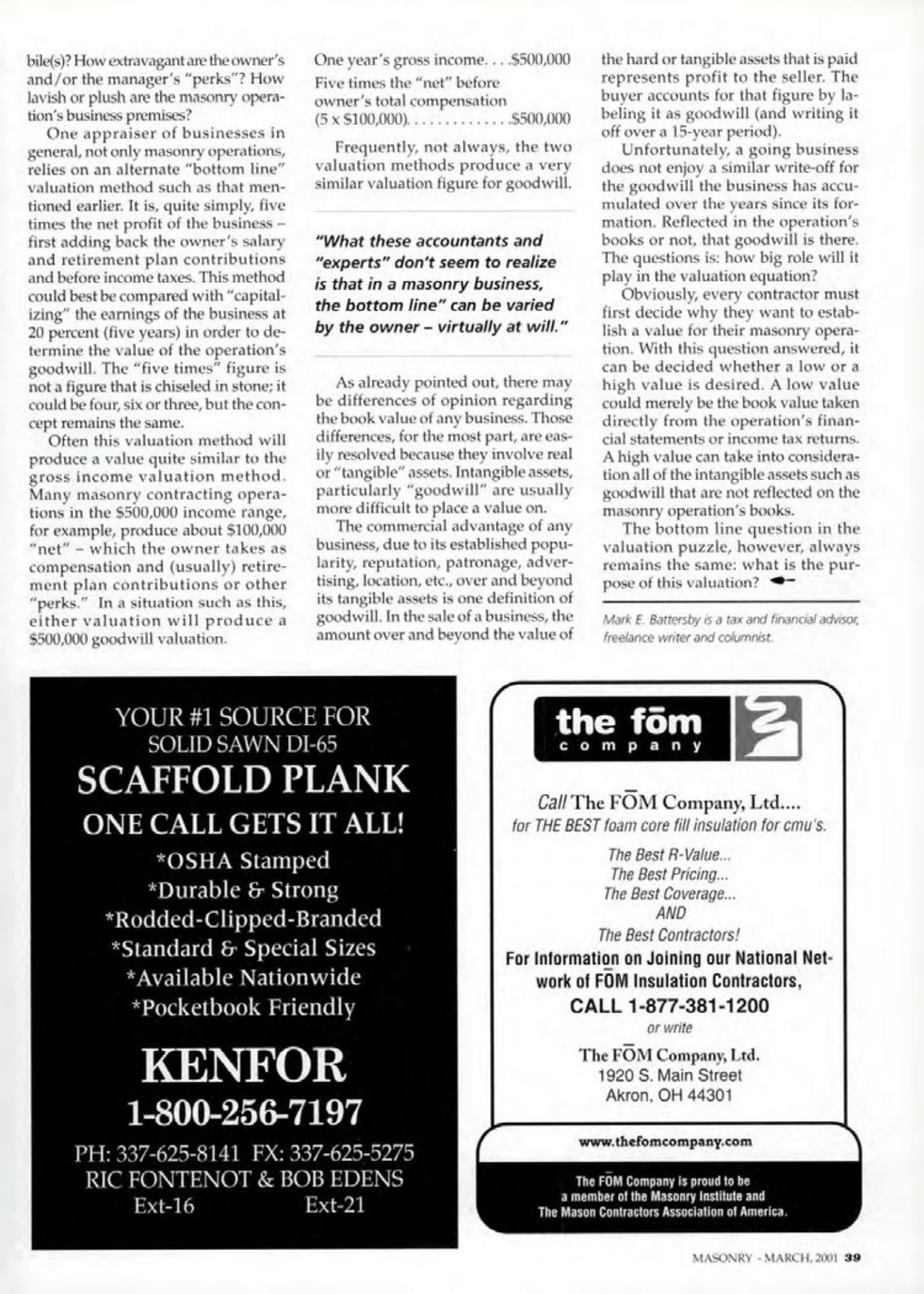 Masonry Magazine March 2001 Page. 39
