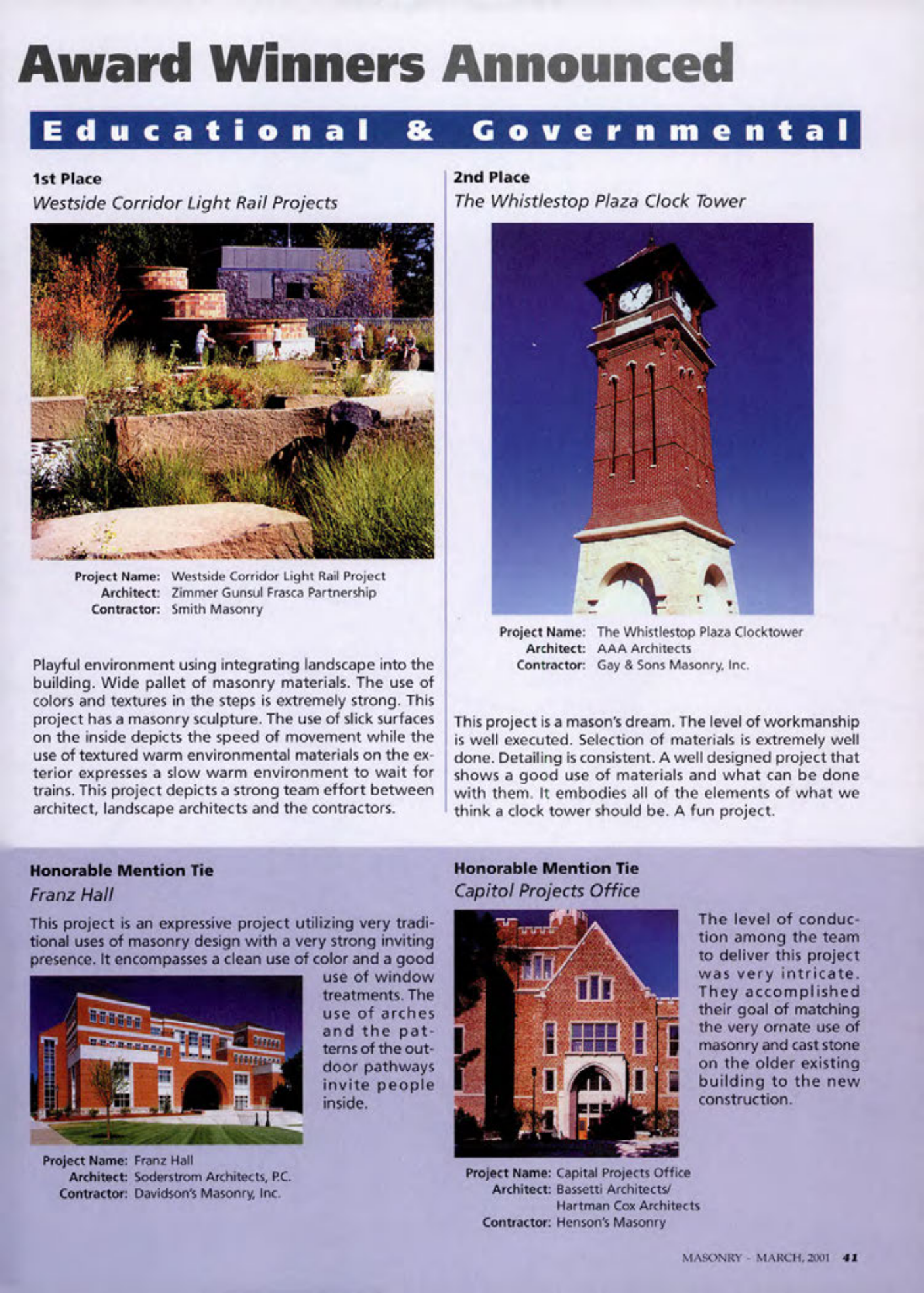 Masonry Magazine March 2001 Page. 41
