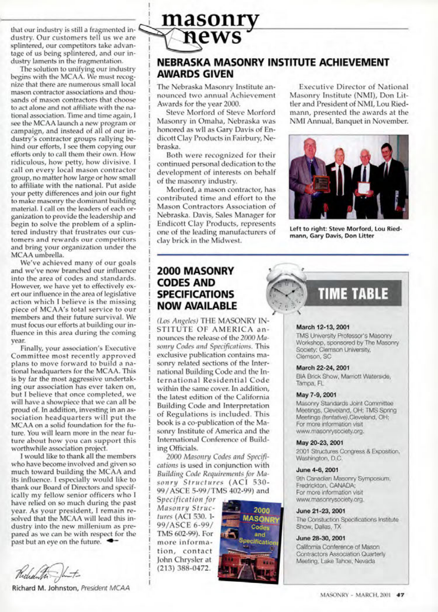 Masonry Magazine March 2001 Page. 47