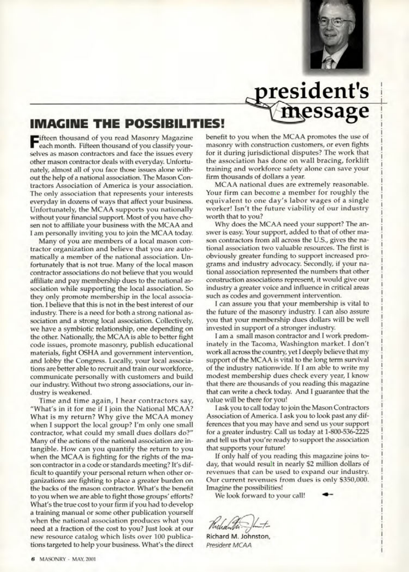 Masonry Magazine May 2001 Page. 6