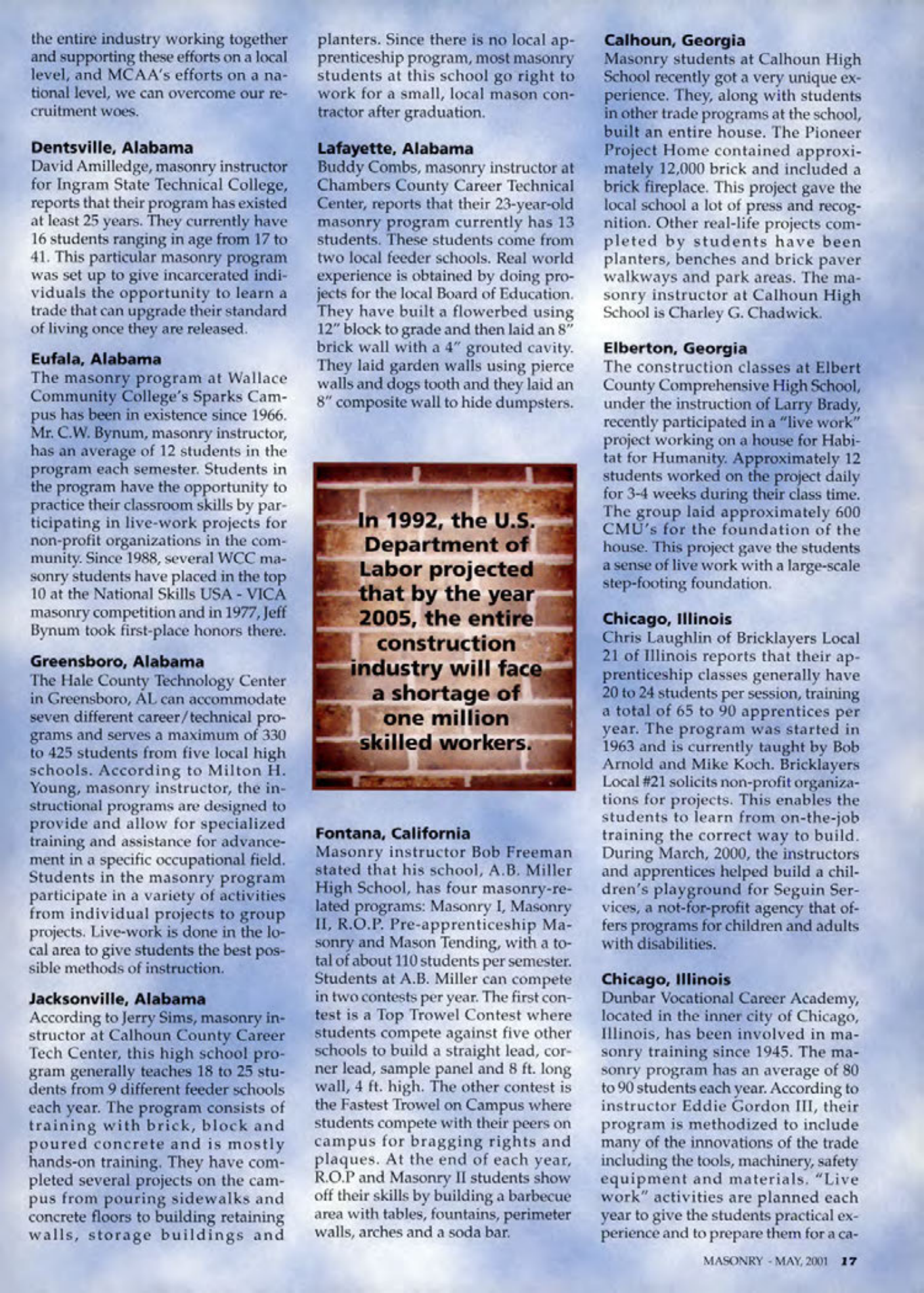 Masonry Magazine May 2001 Page. 17