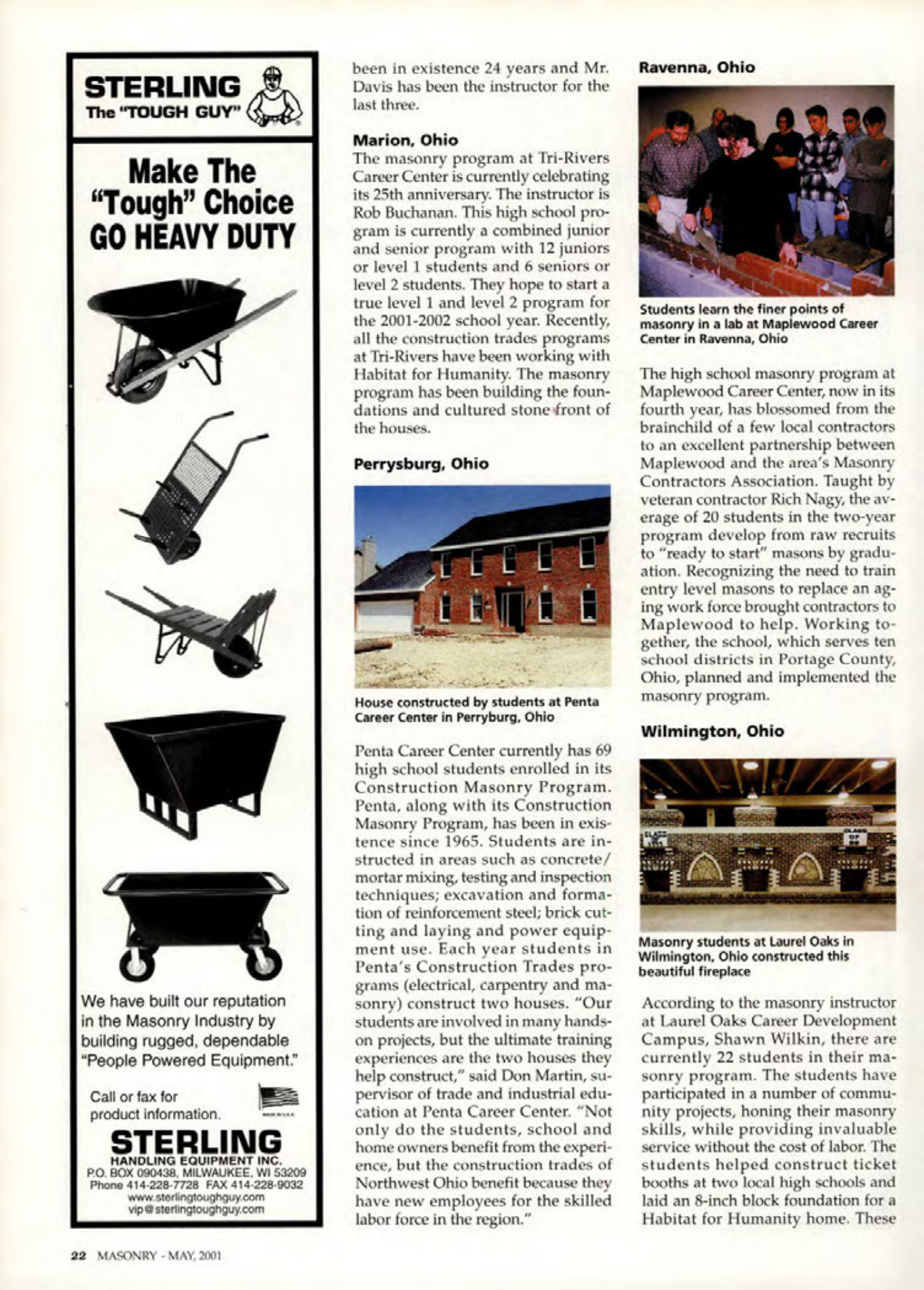 Masonry Magazine May 2001 Page. 22