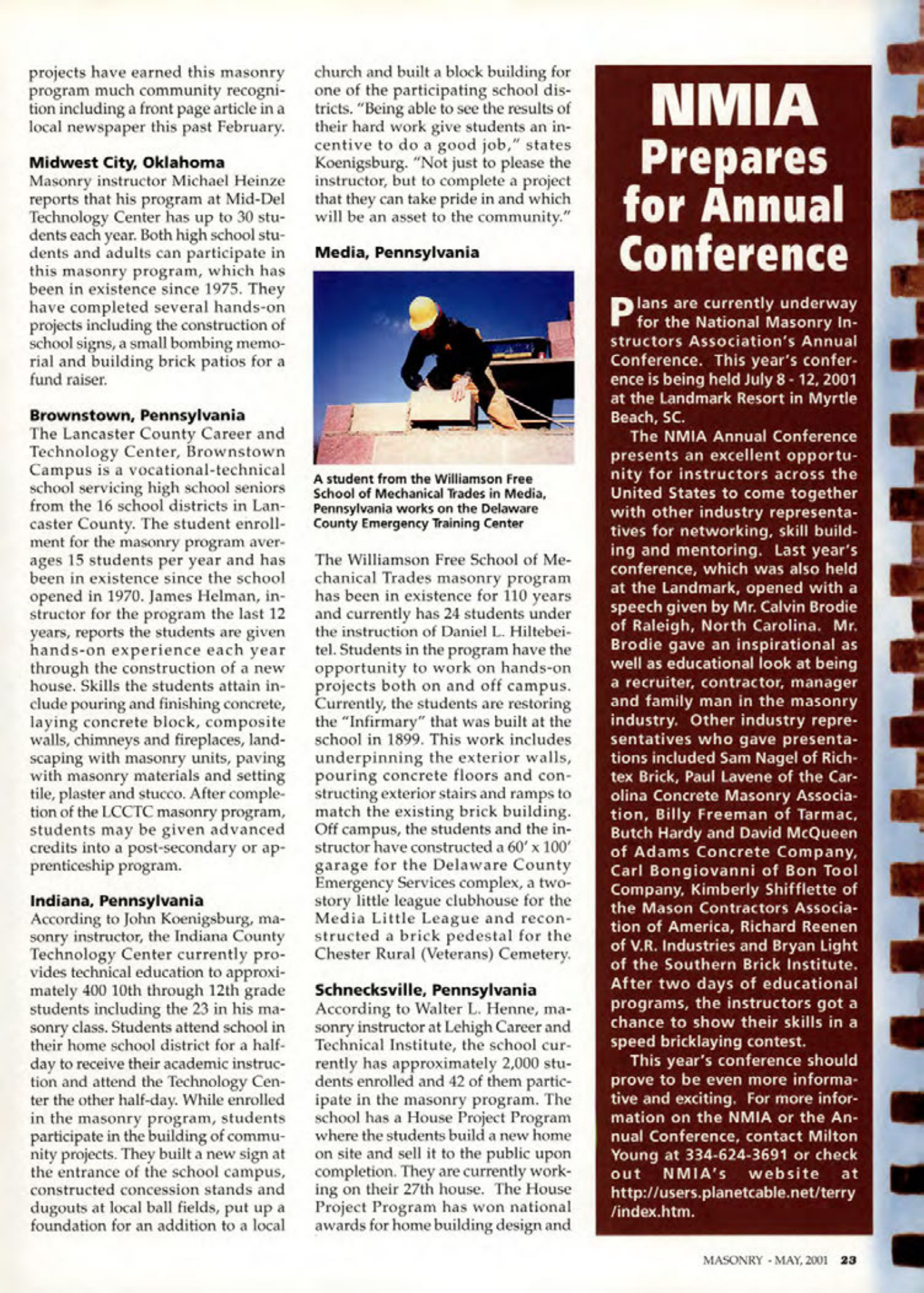 Masonry Magazine May 2001 Page. 23