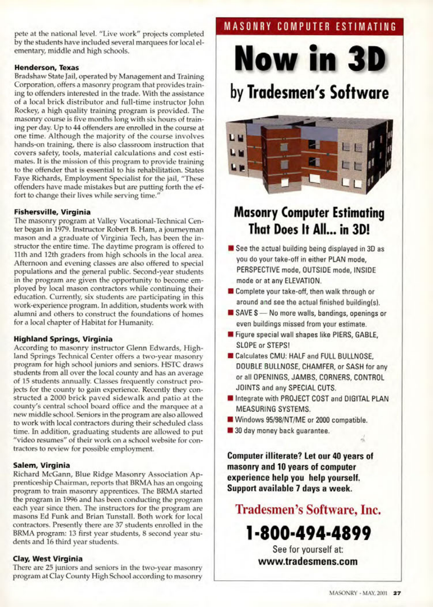 Masonry Magazine May 2001 Page. 27