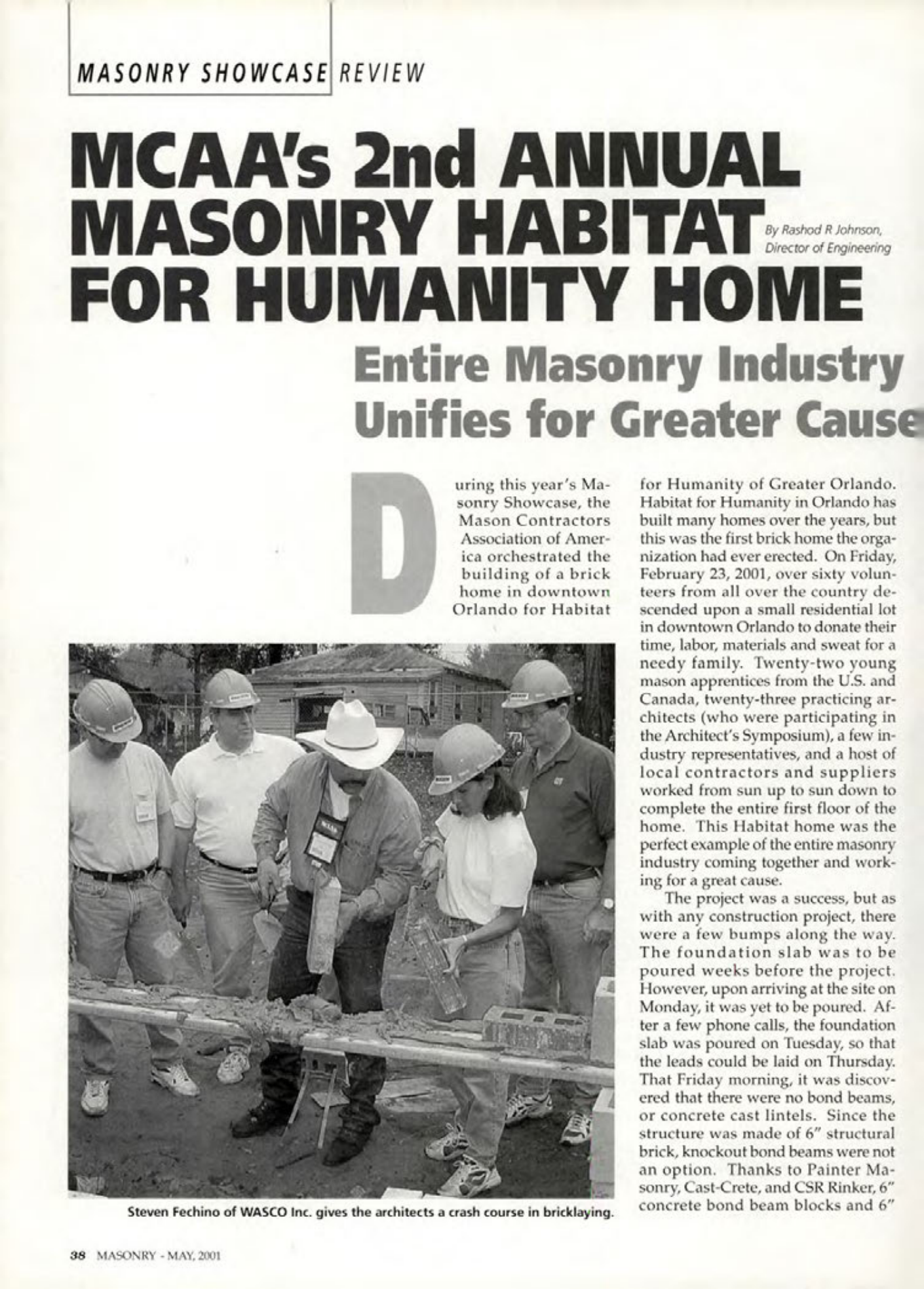 Masonry Magazine May 2001 Page. 38