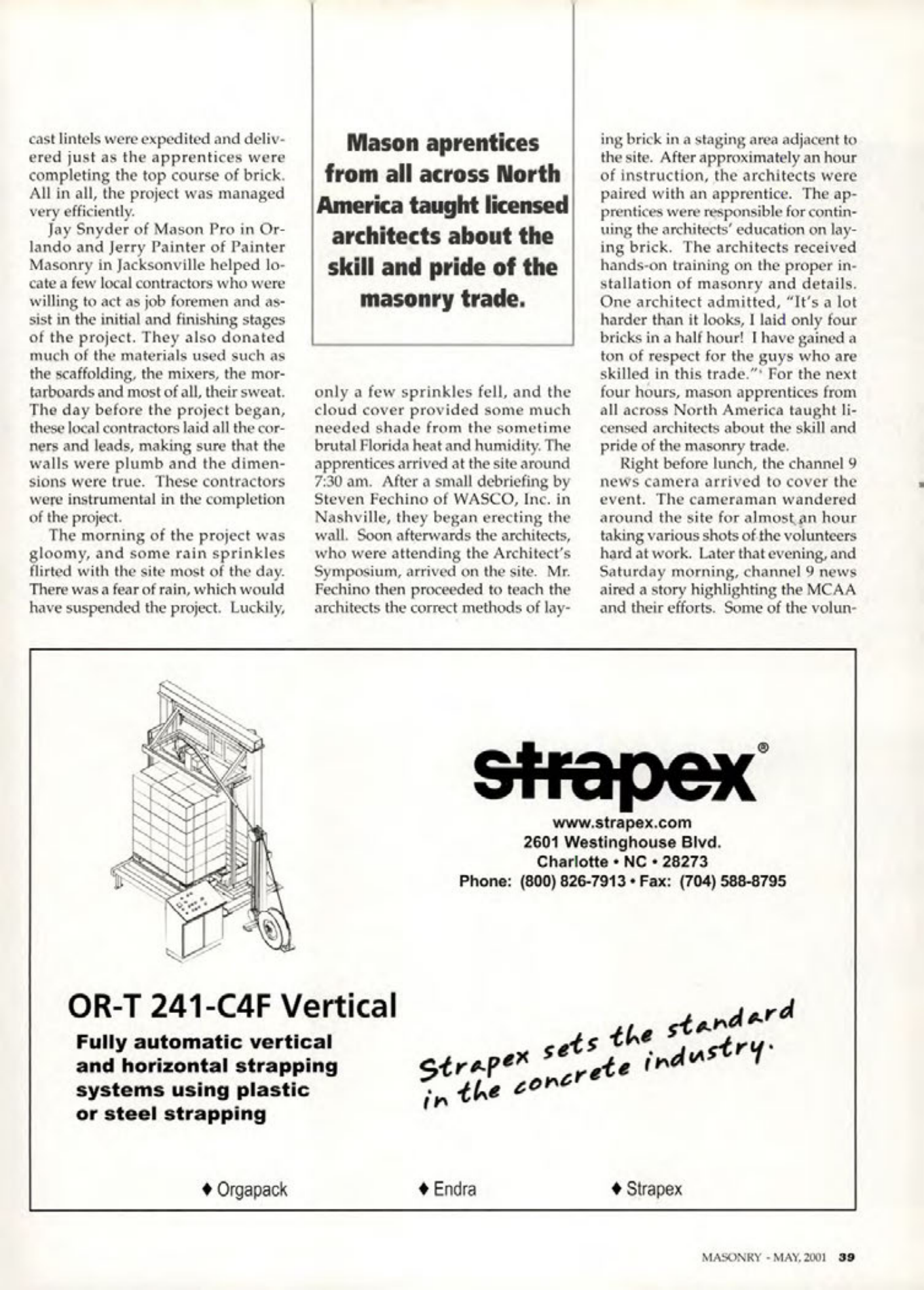 Masonry Magazine May 2001 Page. 39