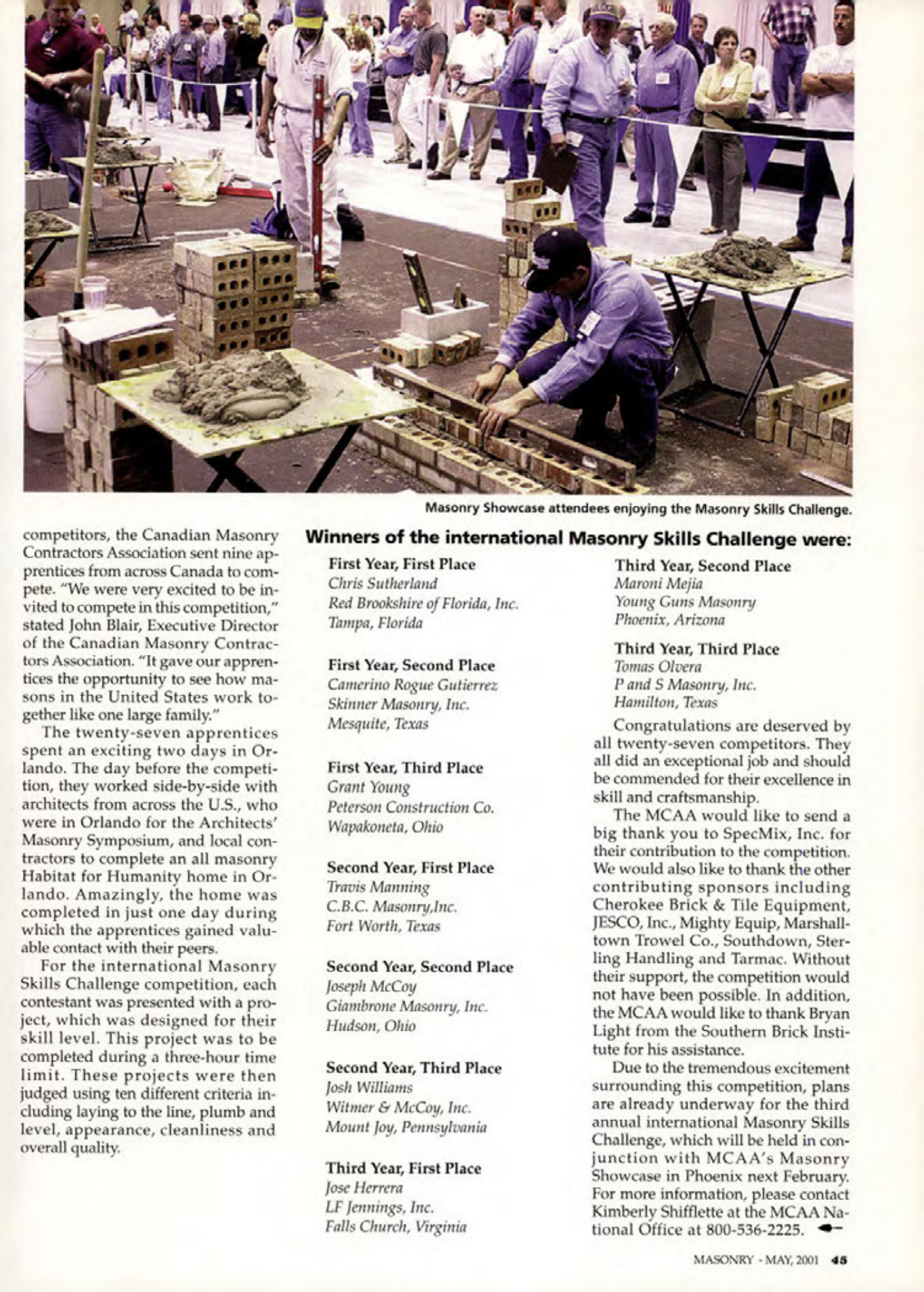 Masonry Magazine May 2001 Page. 45