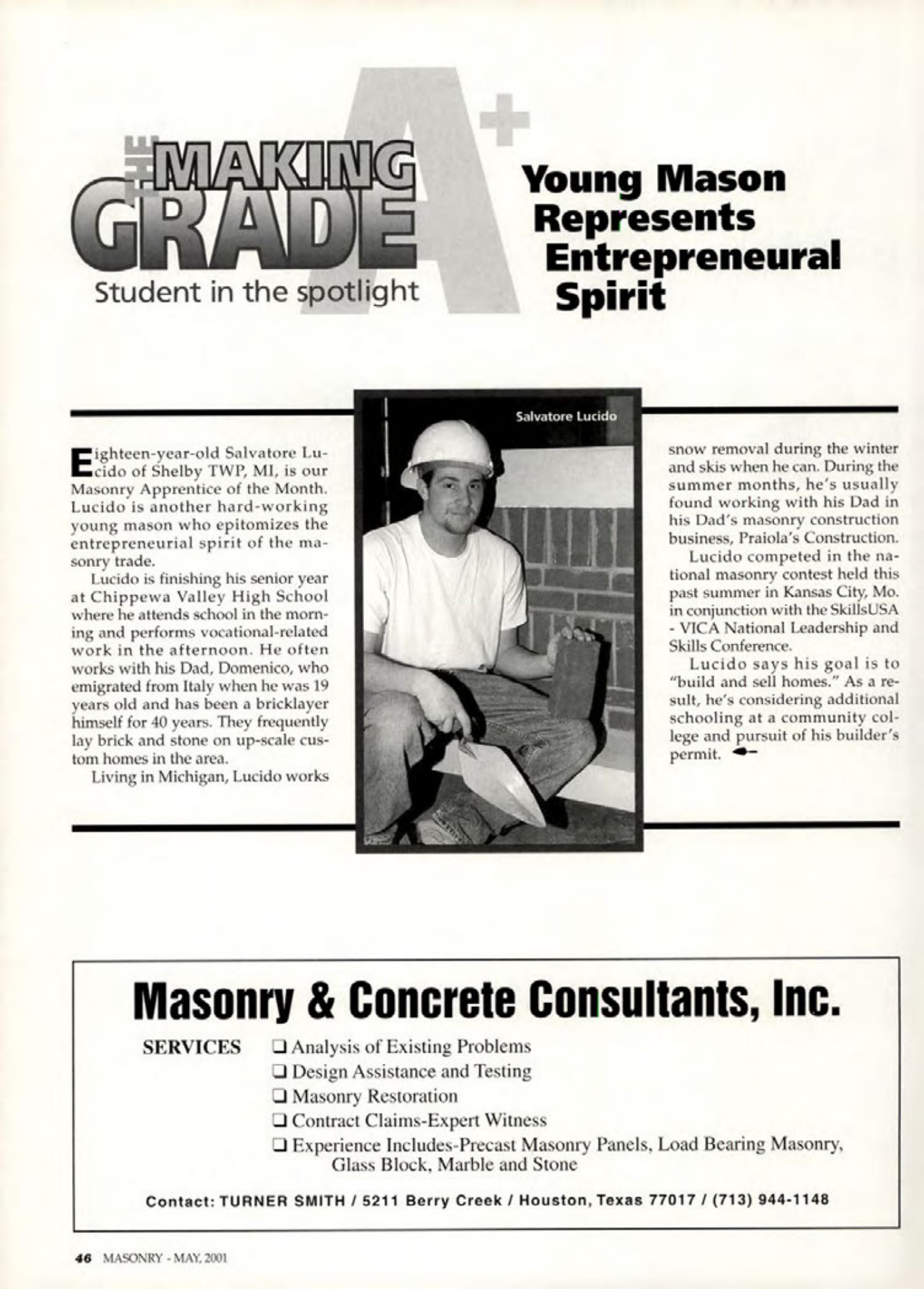 Masonry Magazine May 2001 Page. 46