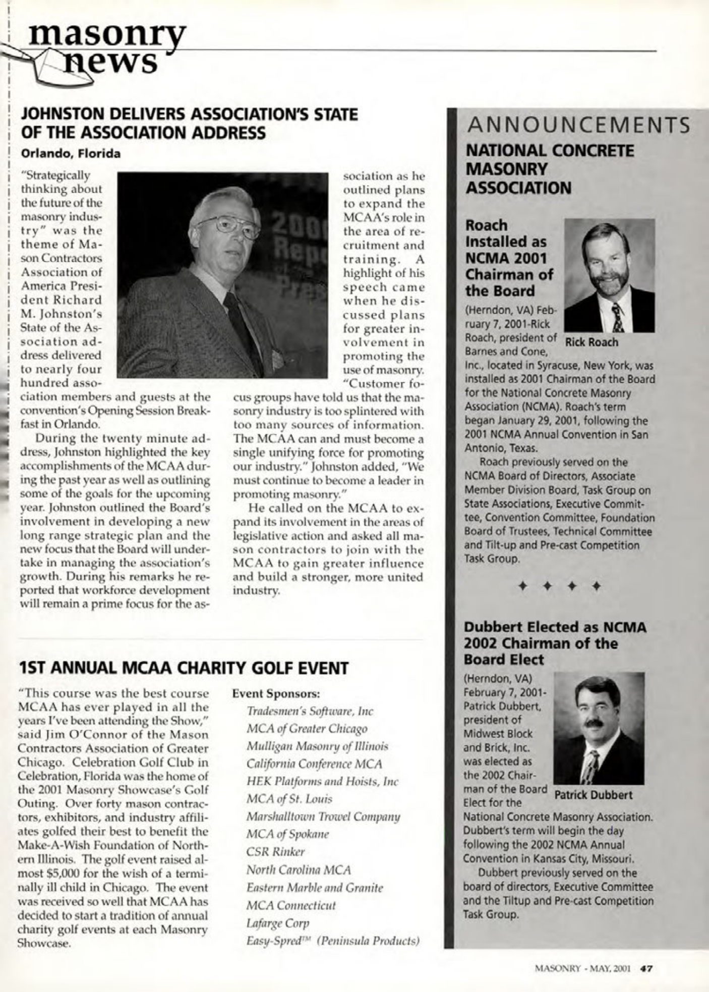 Masonry Magazine May 2001 Page. 47