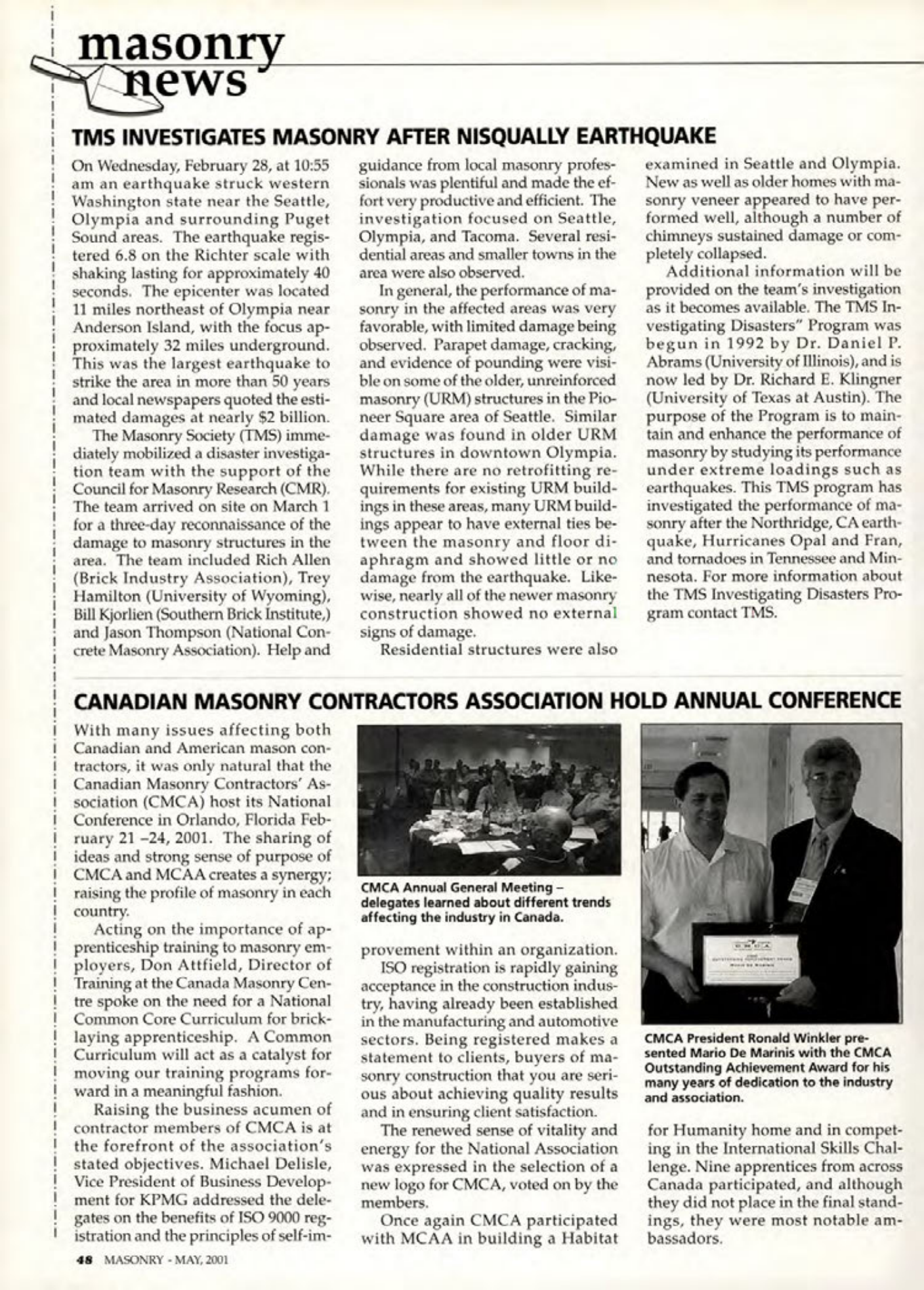 Masonry Magazine May 2001 Page. 48