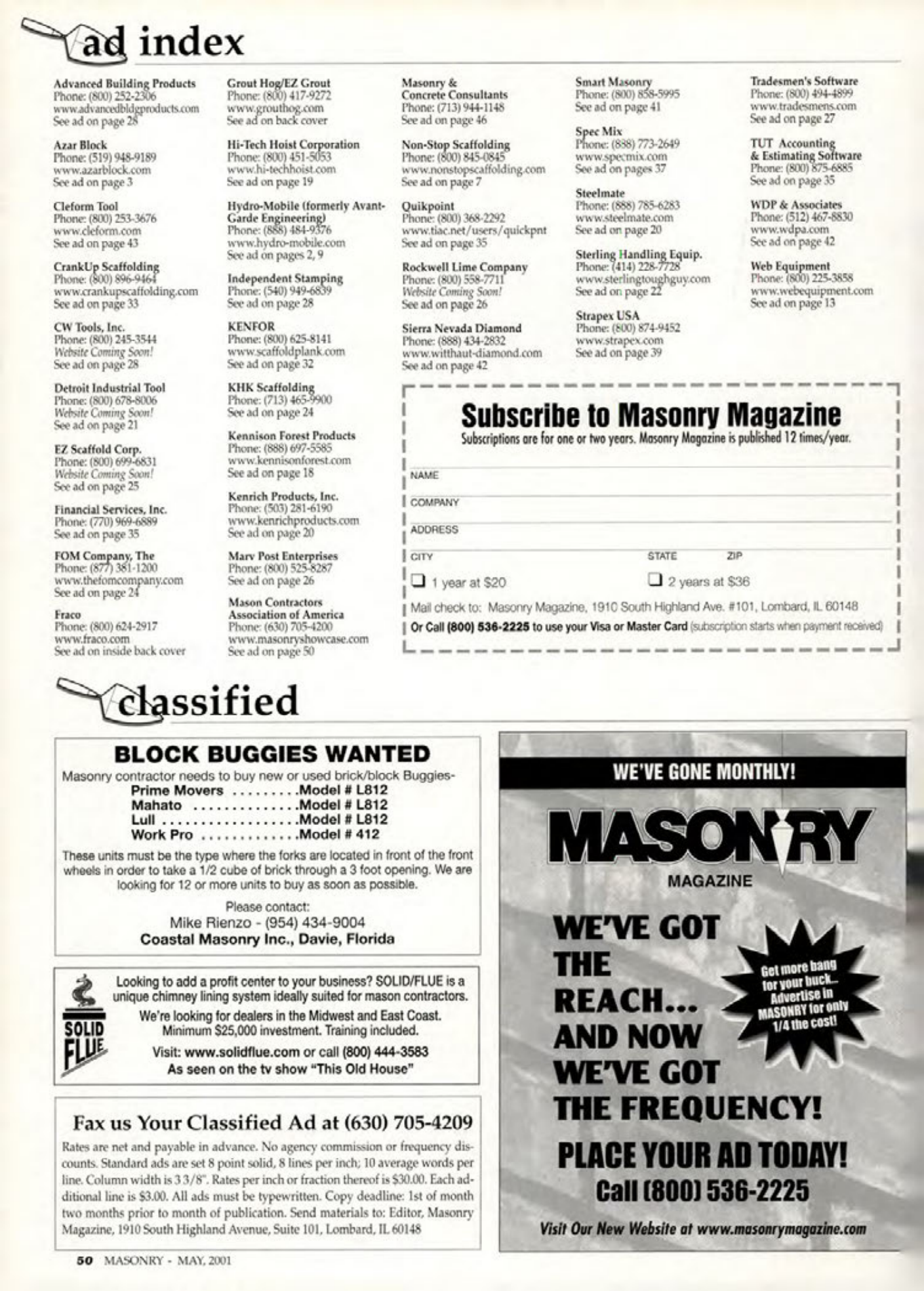 Masonry Magazine May 2001 Page. 50