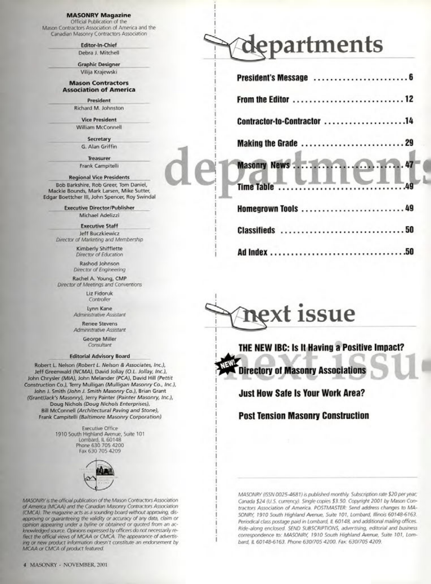 Masonry Magazine November 2001 Page. 4