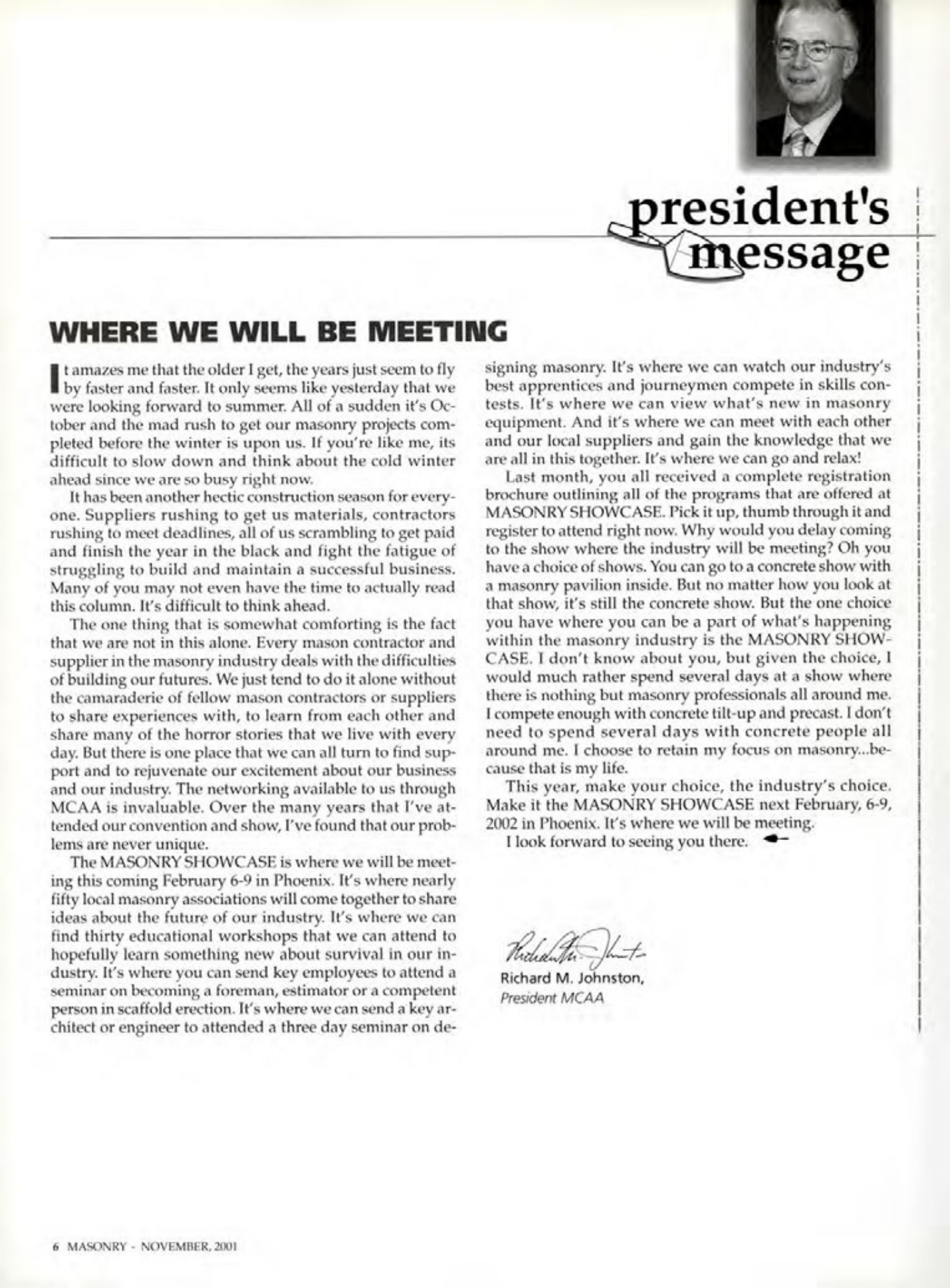 Masonry Magazine November 2001 Page. 6