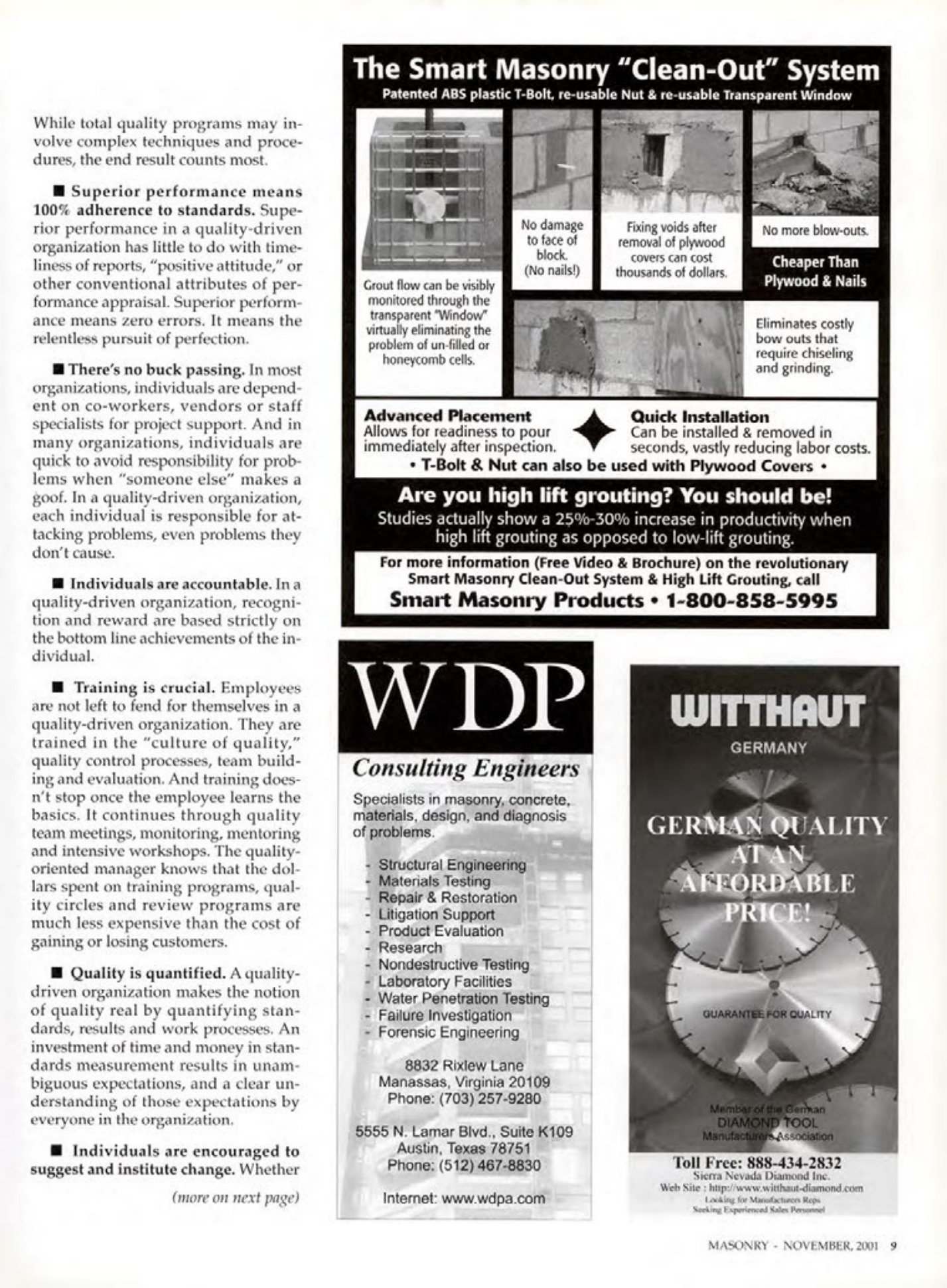 Masonry Magazine November 2001 Page. 9