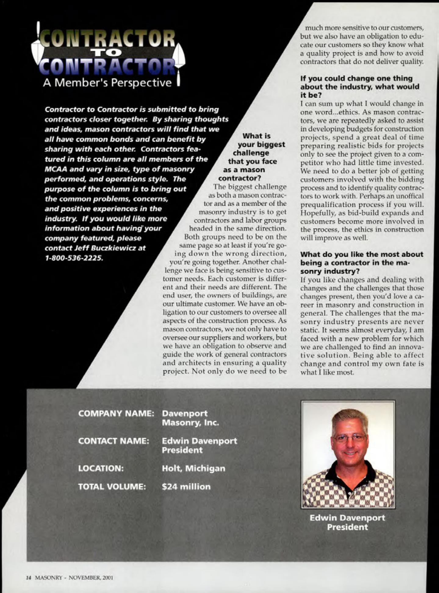 Masonry Magazine November 2001 Page. 14