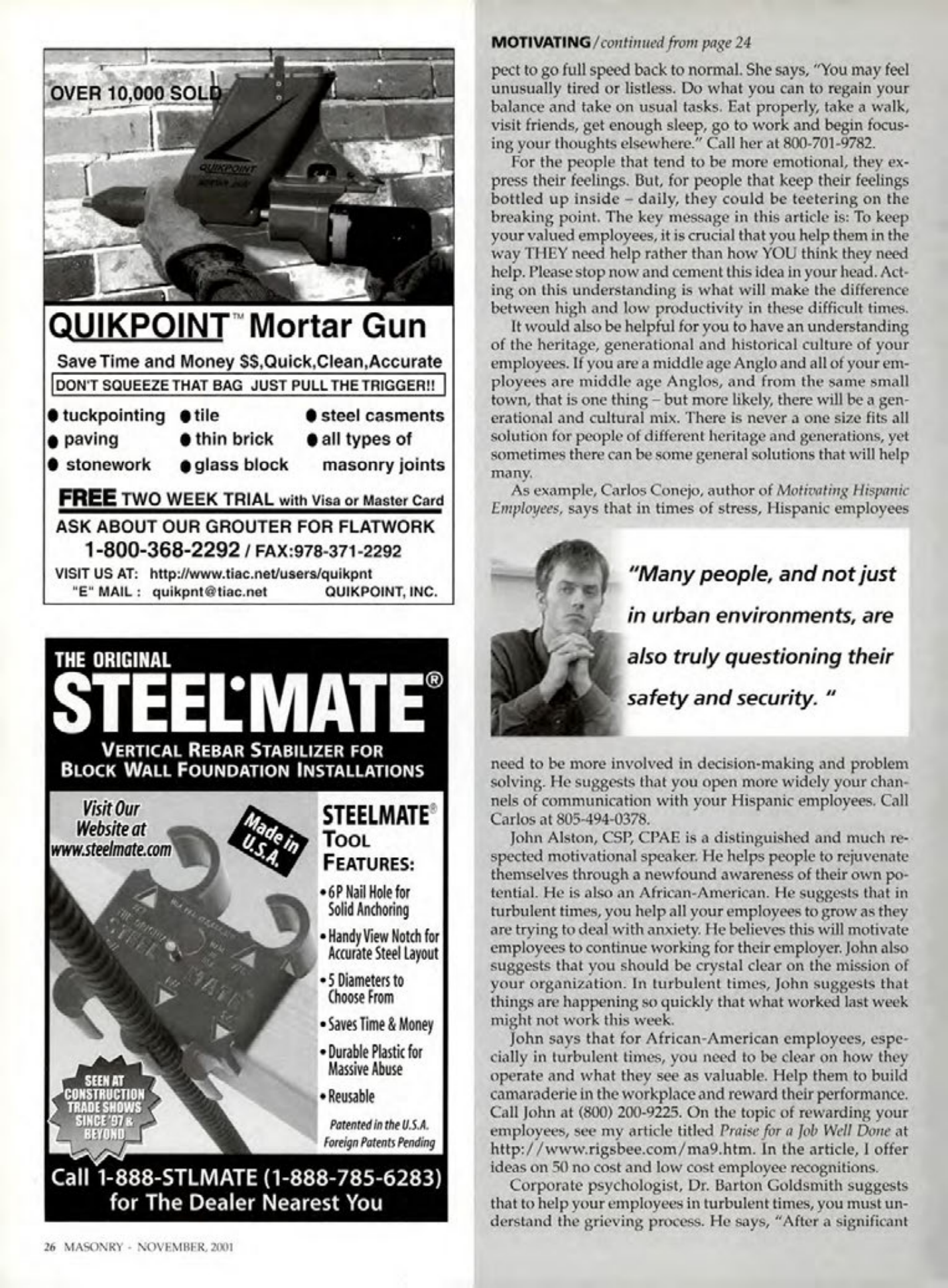Masonry Magazine November 2001 Page. 26