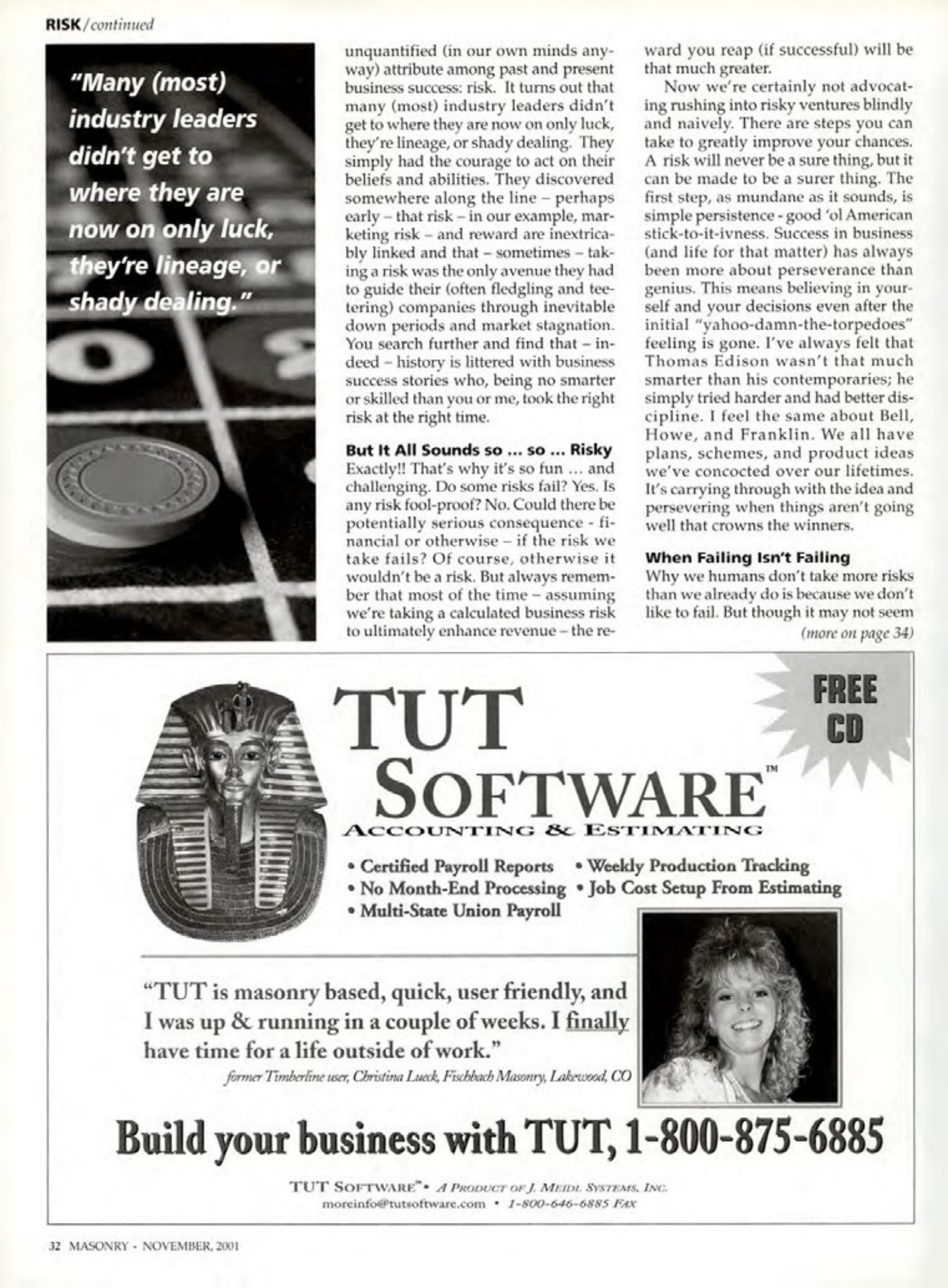 Masonry Magazine November 2001 Page. 32