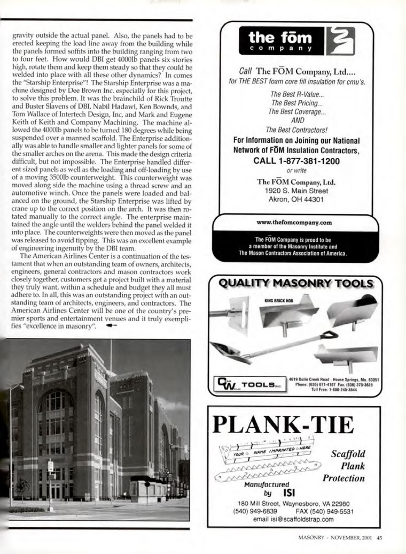 Masonry Magazine November 2001 Page. 45