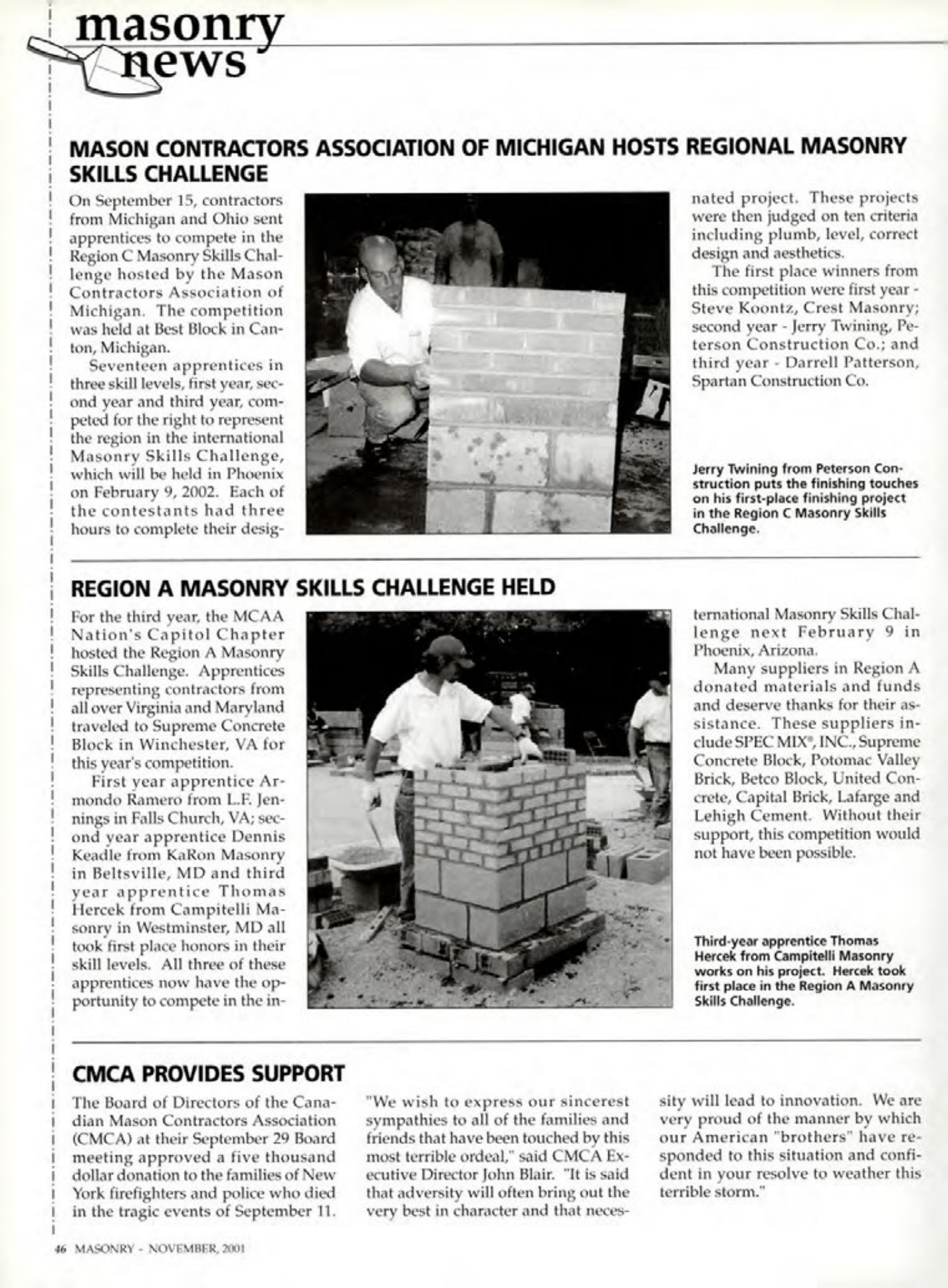 Masonry Magazine November 2001 Page. 46