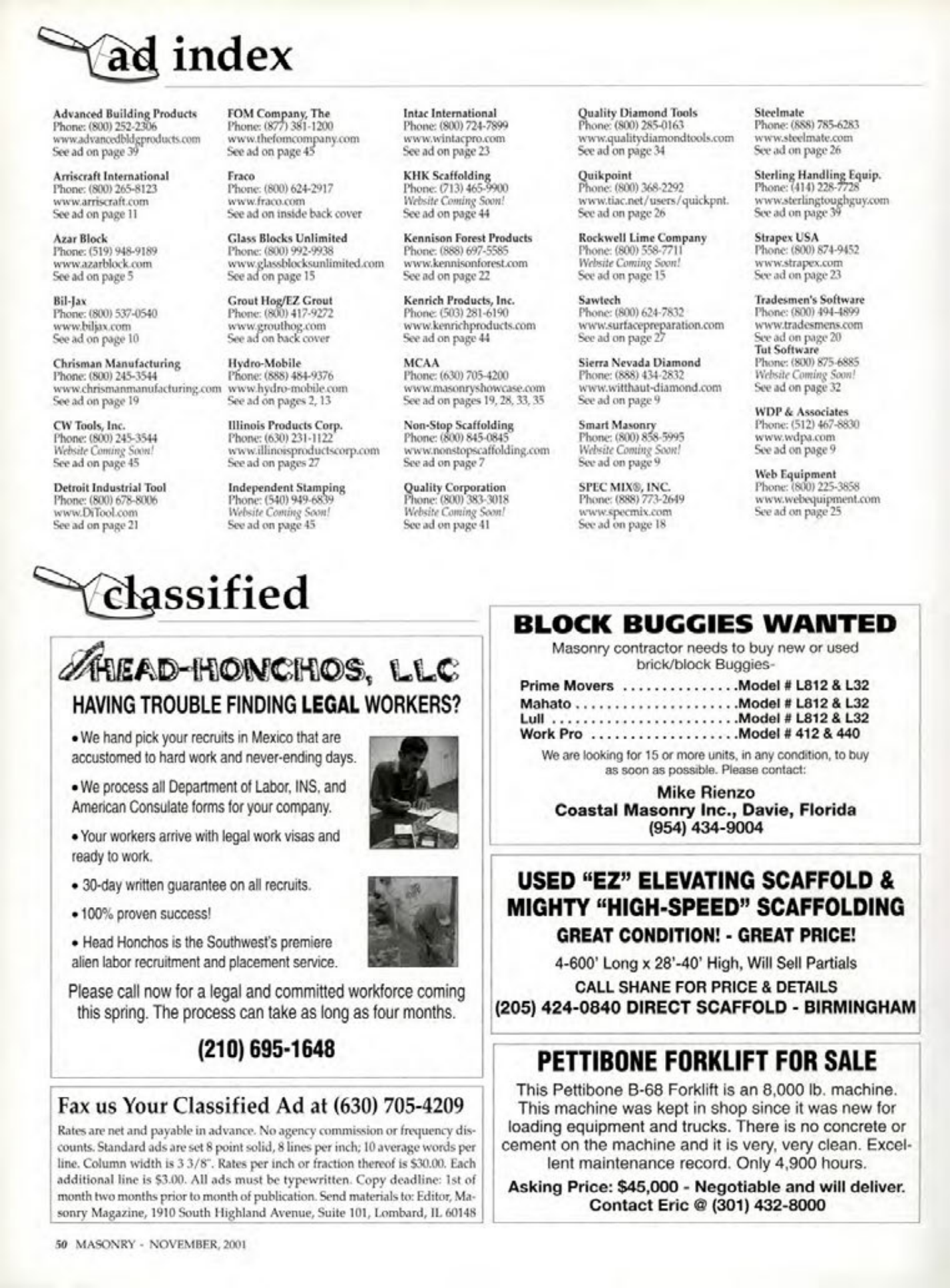 Masonry Magazine November 2001 Page. 50