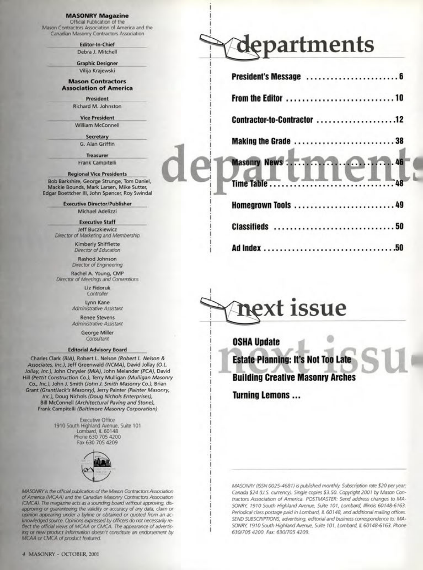 Masonry Magazine October 2001 Page. 4